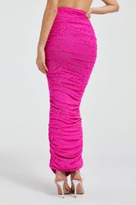 RUCHED MESH MAXI SKIRT | FUCHSIA PINK001 sold by Good American