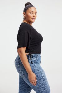 RUCHED COTTON RIB T-SHIRT | BLACK001 sold by Good American