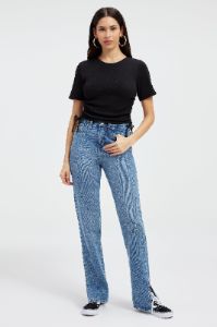 RUCHED COTTON RIB T-SHIRT | BLACK001 sold by Good American