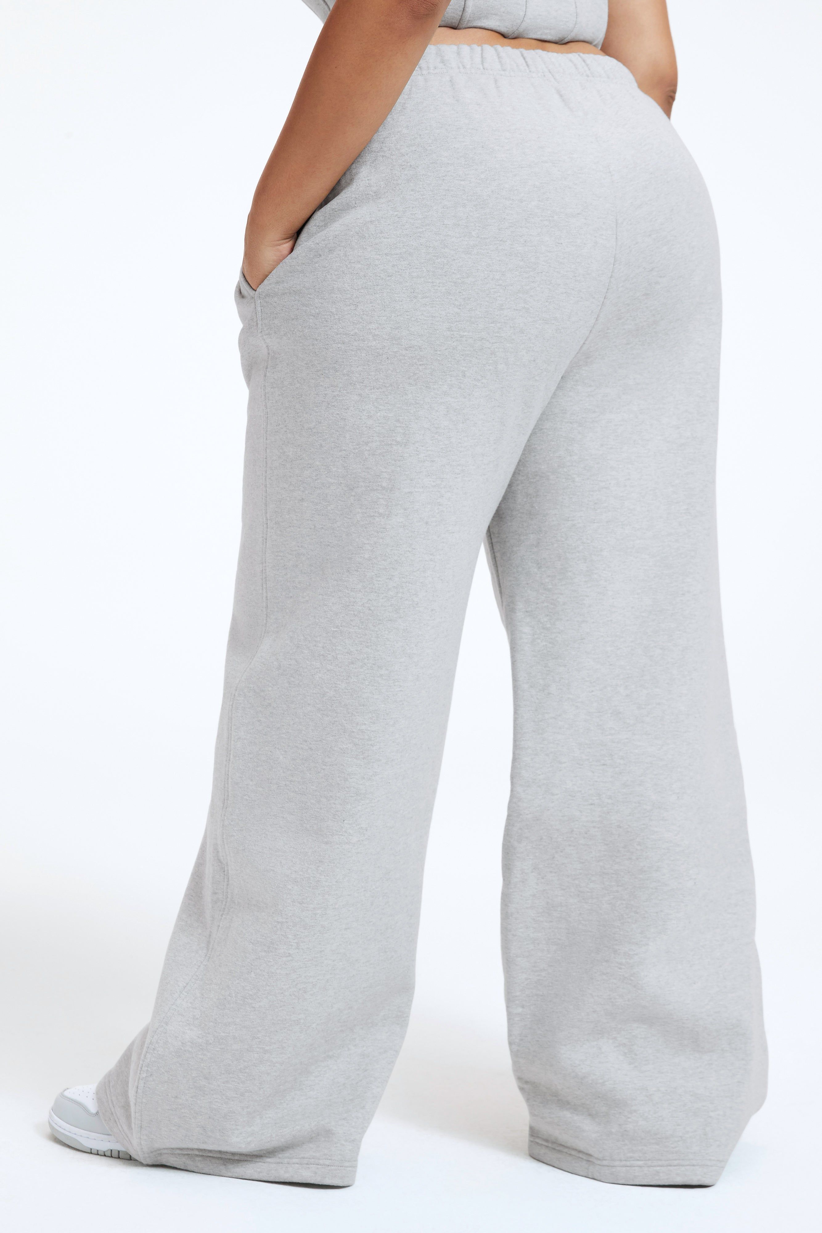 SUEDED FLEECE WIDE LEG SWEATPANT | HEATHER GREY001 sold by Good American product image thumbnail 3