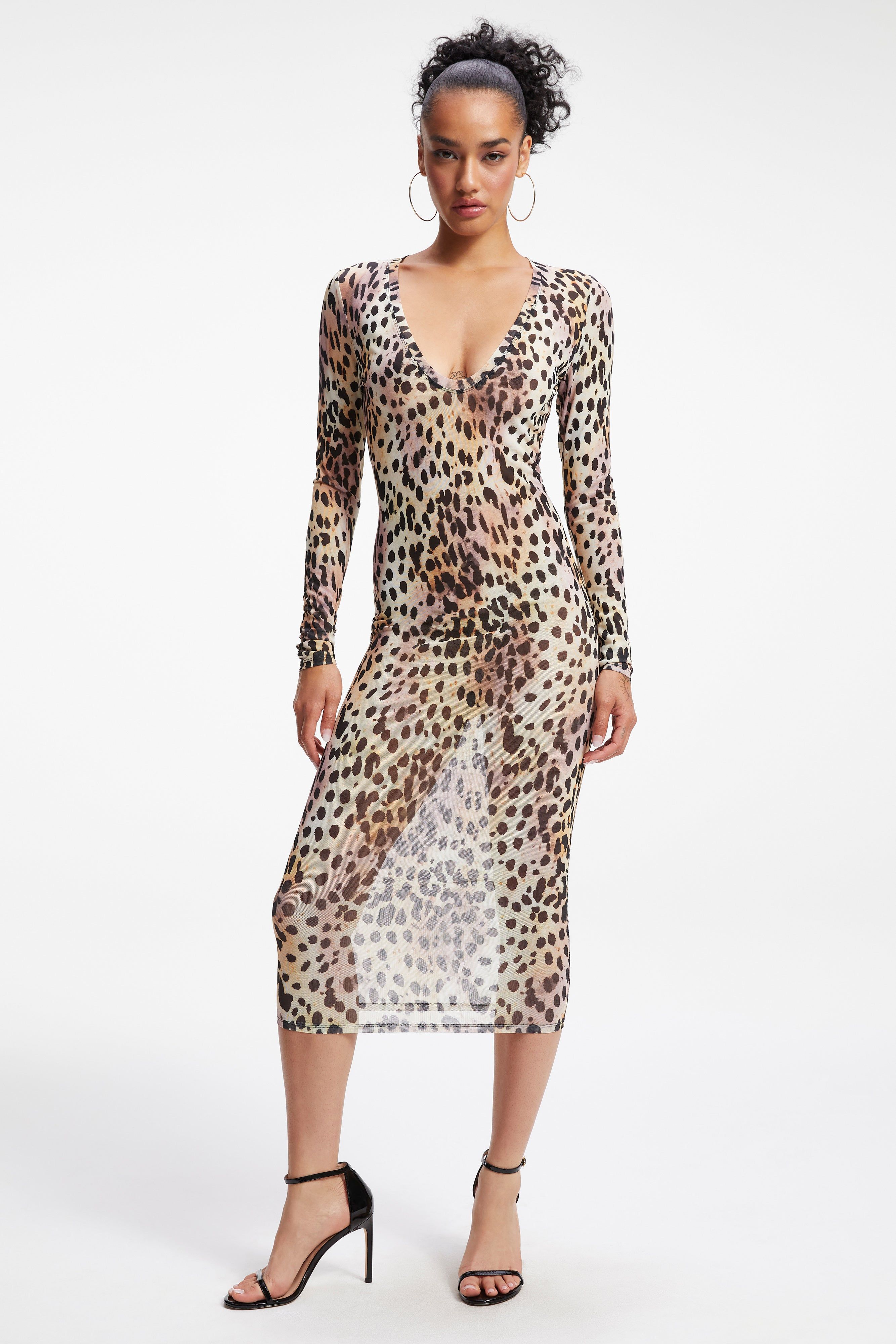 MESH MIDI DRESS | ROSE CHEETAH001 sold by Good American product image thumbnail 6