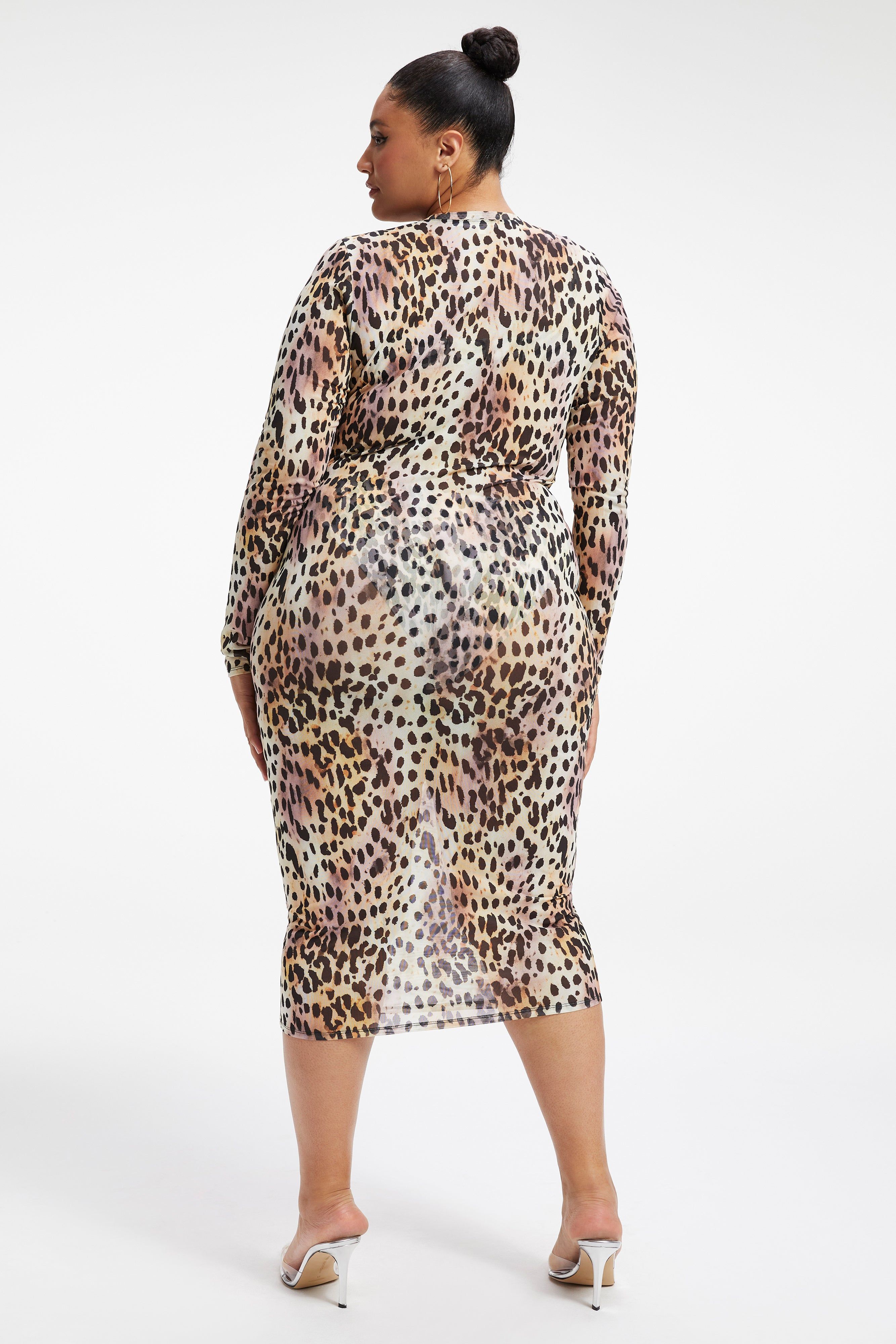 MESH MIDI DRESS | ROSE CHEETAH001 sold by Good American product image thumbnail 4