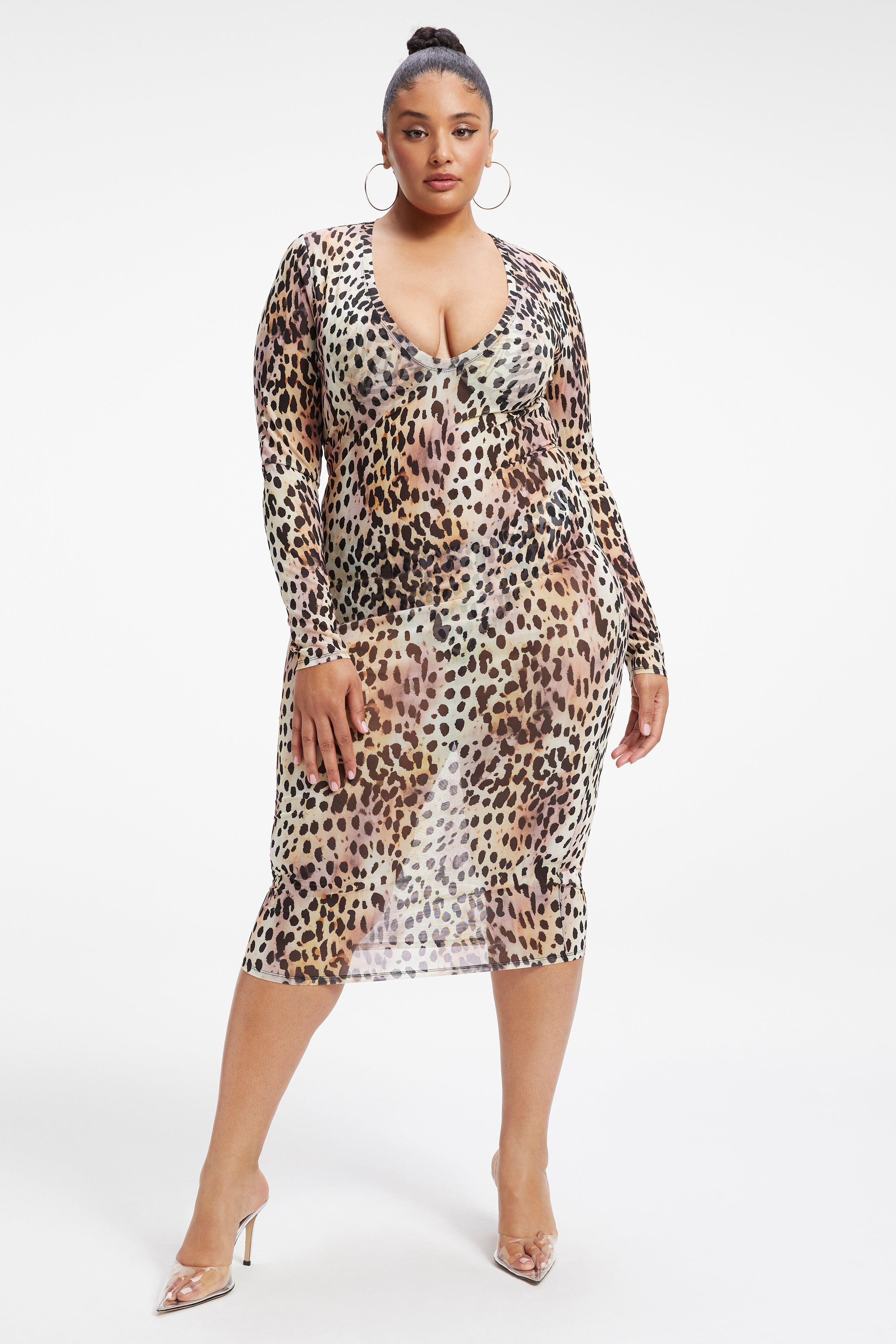MESH MIDI DRESS | ROSE CHEETAH001 sold by Good American