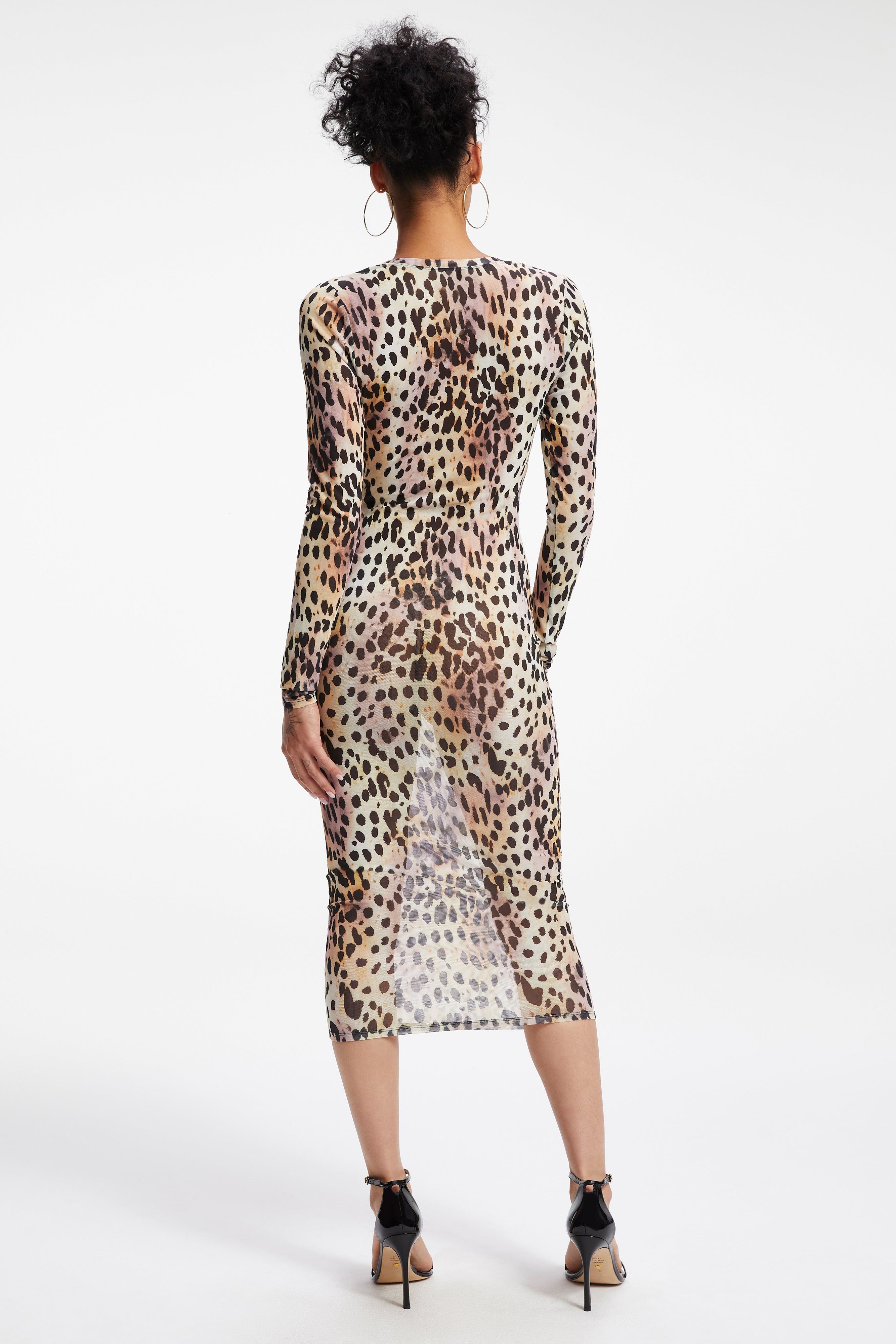 MESH MIDI DRESS | ROSE CHEETAH001 sold by Good American product image thumbnail 8
