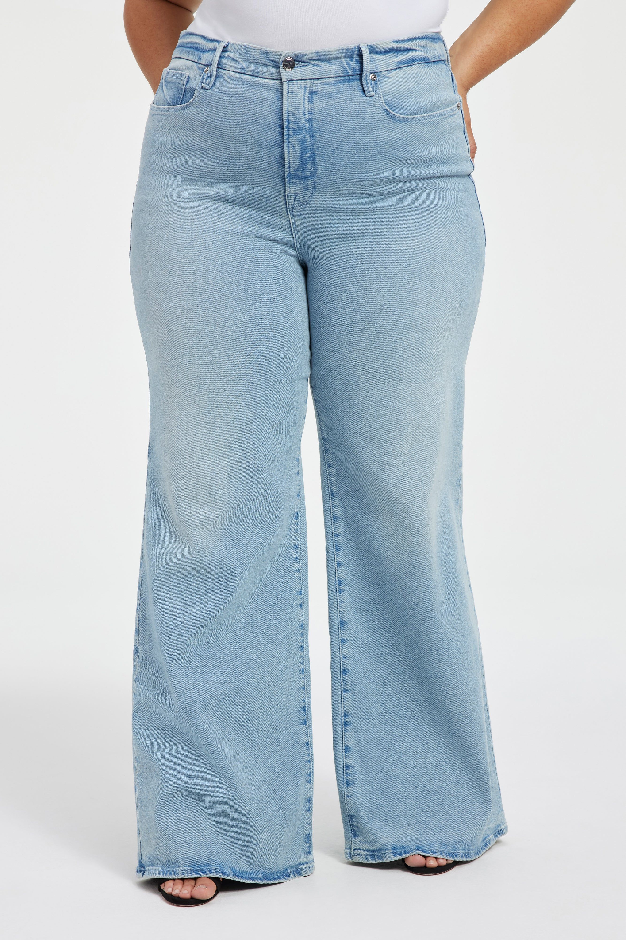 GOOD WAIST PALAZZO JEANS | BLUE452 sold by Good American product image thumbnail 7