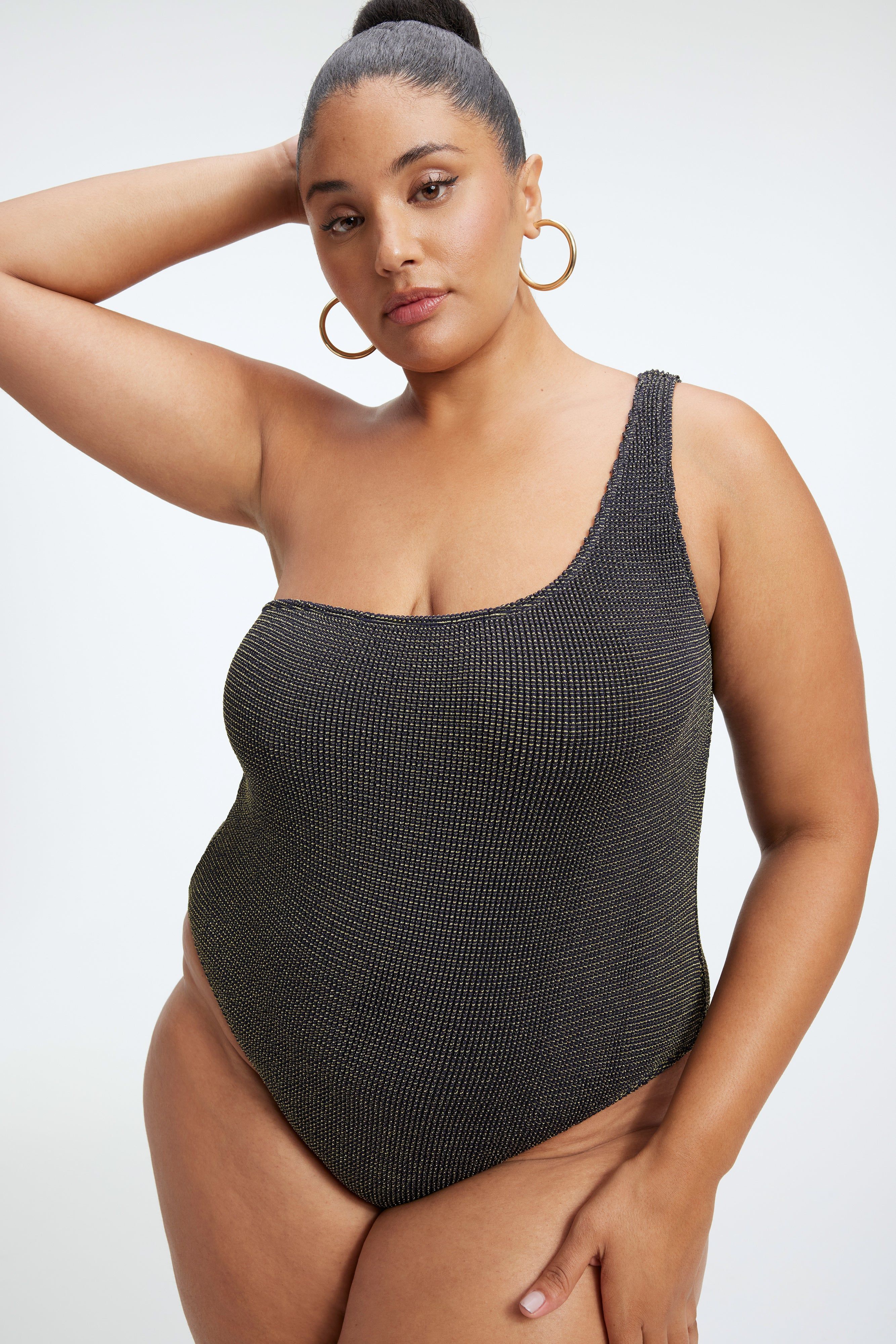 ALWAYS FITS METALLIC SHOULDER ONE-PIECE | BLACK001 sold by Good American