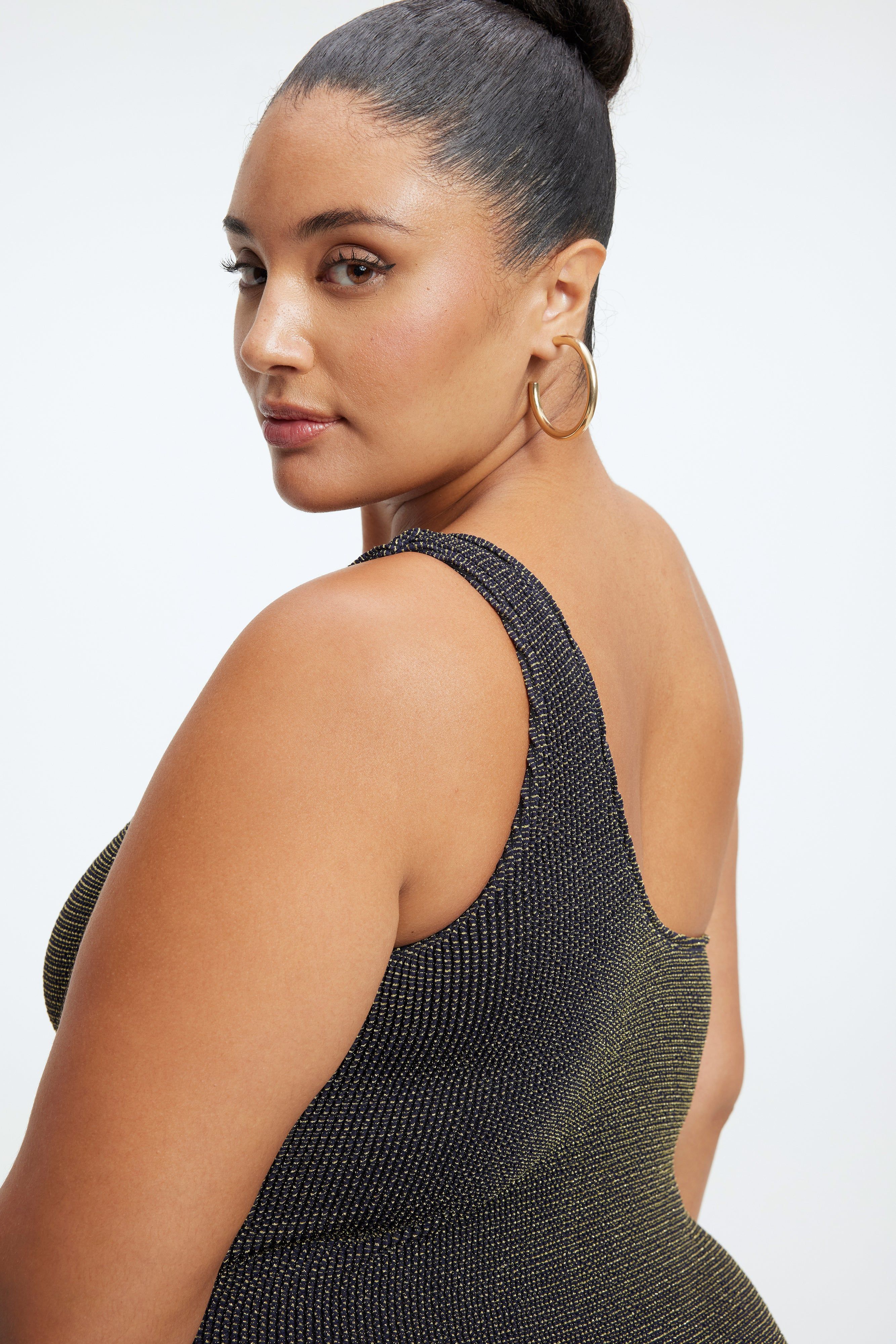 ALWAYS FITS METALLIC SHOULDER ONE-PIECE | BLACK001 sold by Good American product image thumbnail 7