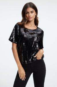 SEQUIN PARTY  TEE | BLACK001 sold by Good American
