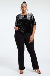 SEQUIN PARTY  TEE | BLACK001 sold by Good American