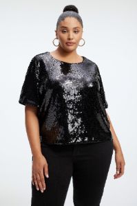 SEQUIN PARTY  TEE | BLACK001 sold by Good American