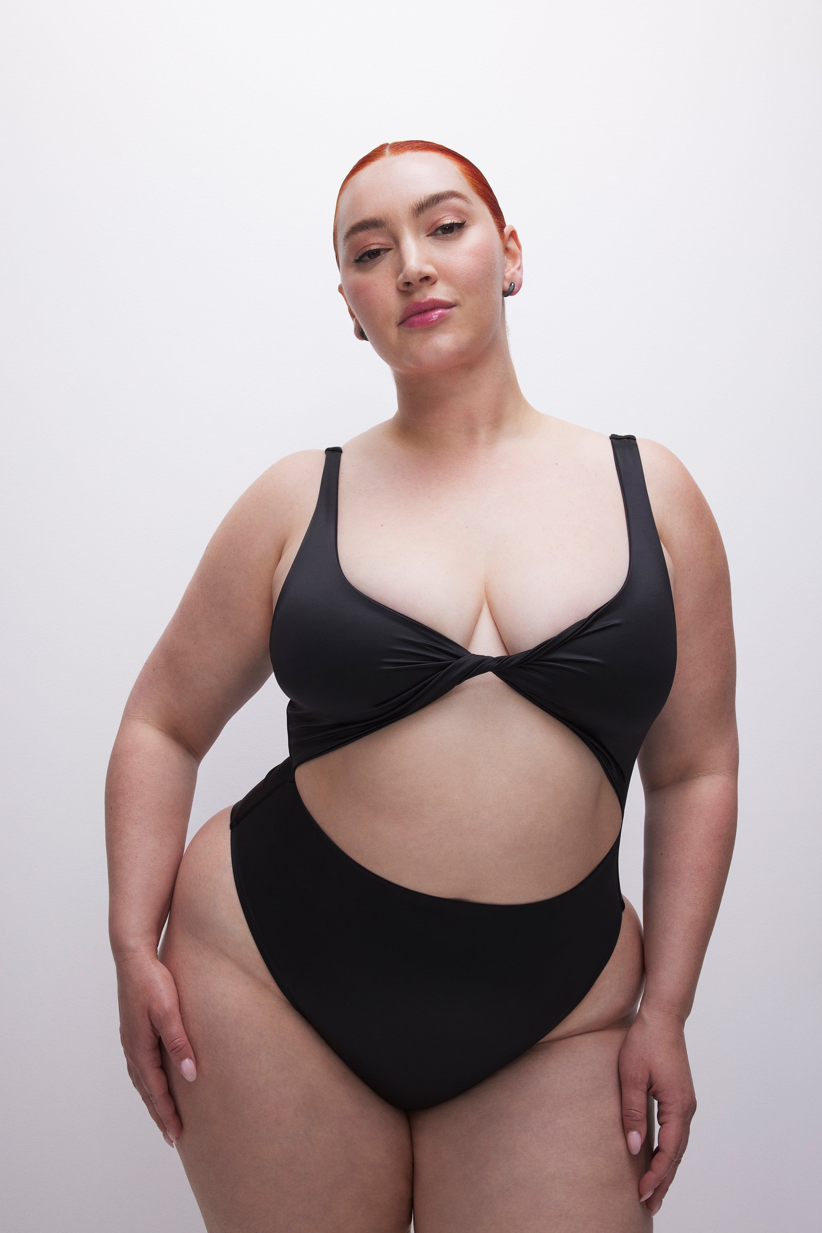 SATIN CUT OUT SWIMSUIT | BLACK001 sold by Good American product image thumbnail 7