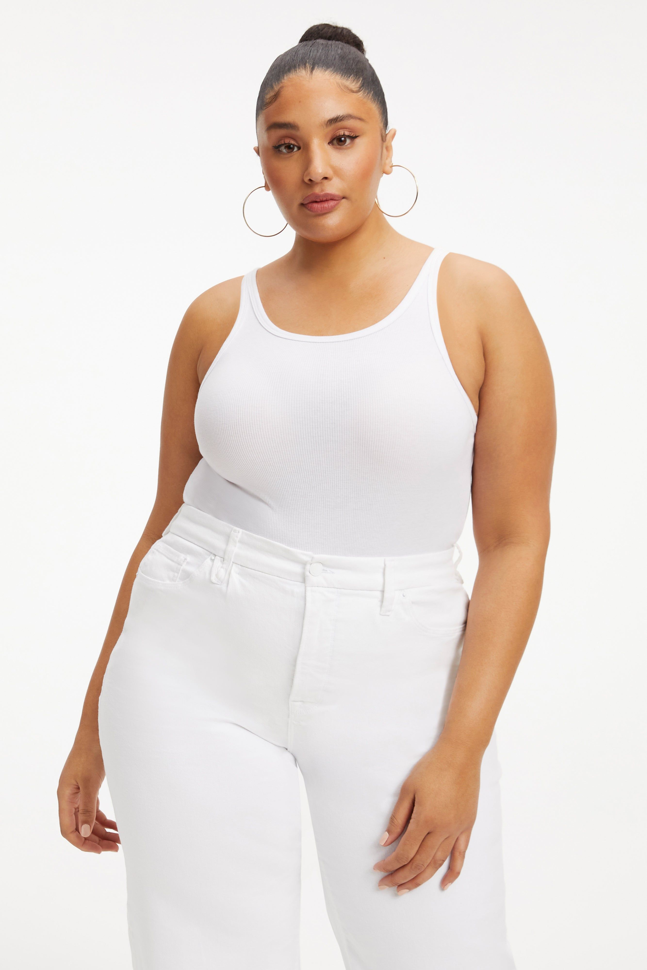 RACERBACK TANK BODYSUIT | WHITE001 sold by Good American product image thumbnail 2