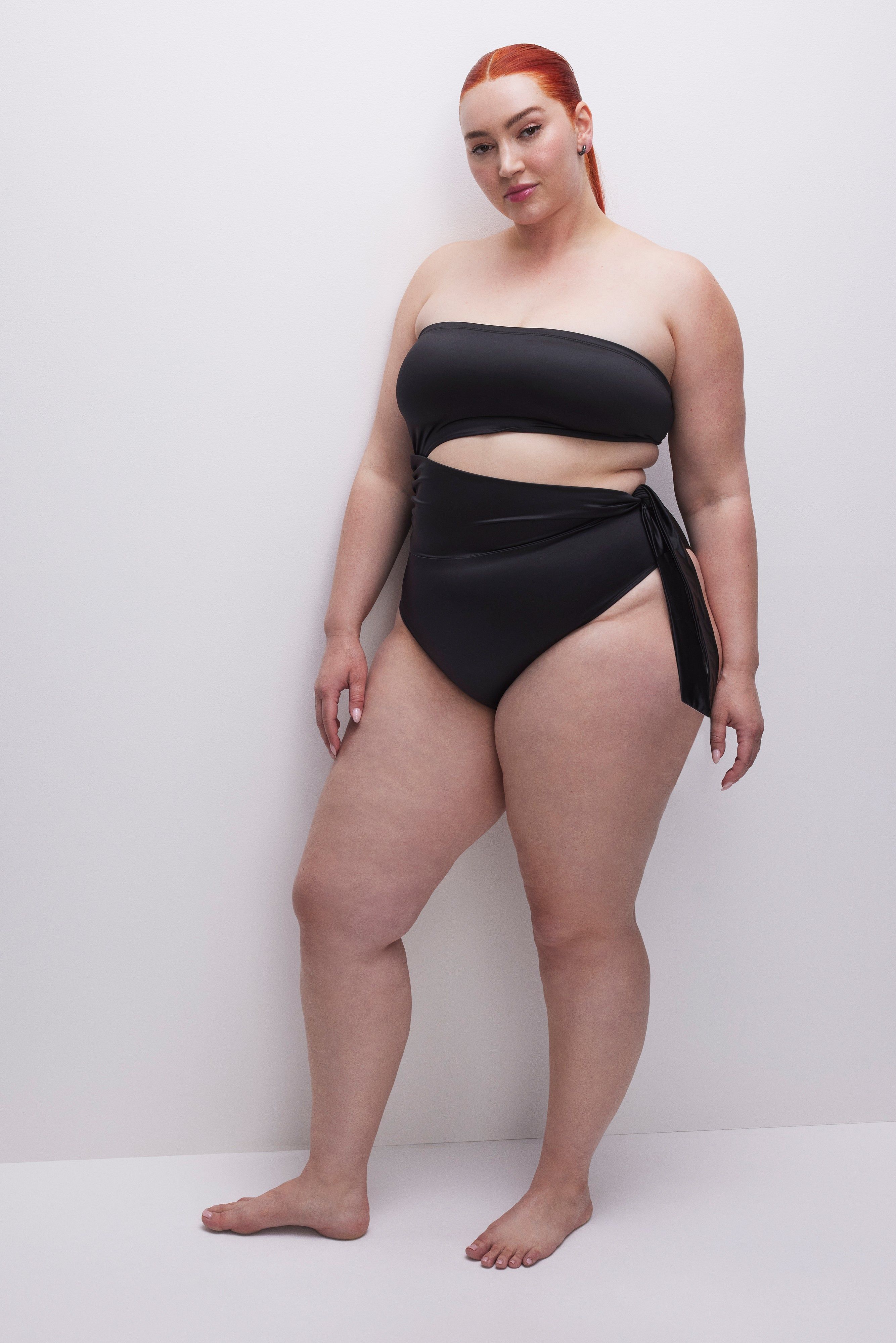 SATIN SIDE TIE SWIMSUIT | BLACK001 sold by Good American product image thumbnail 7