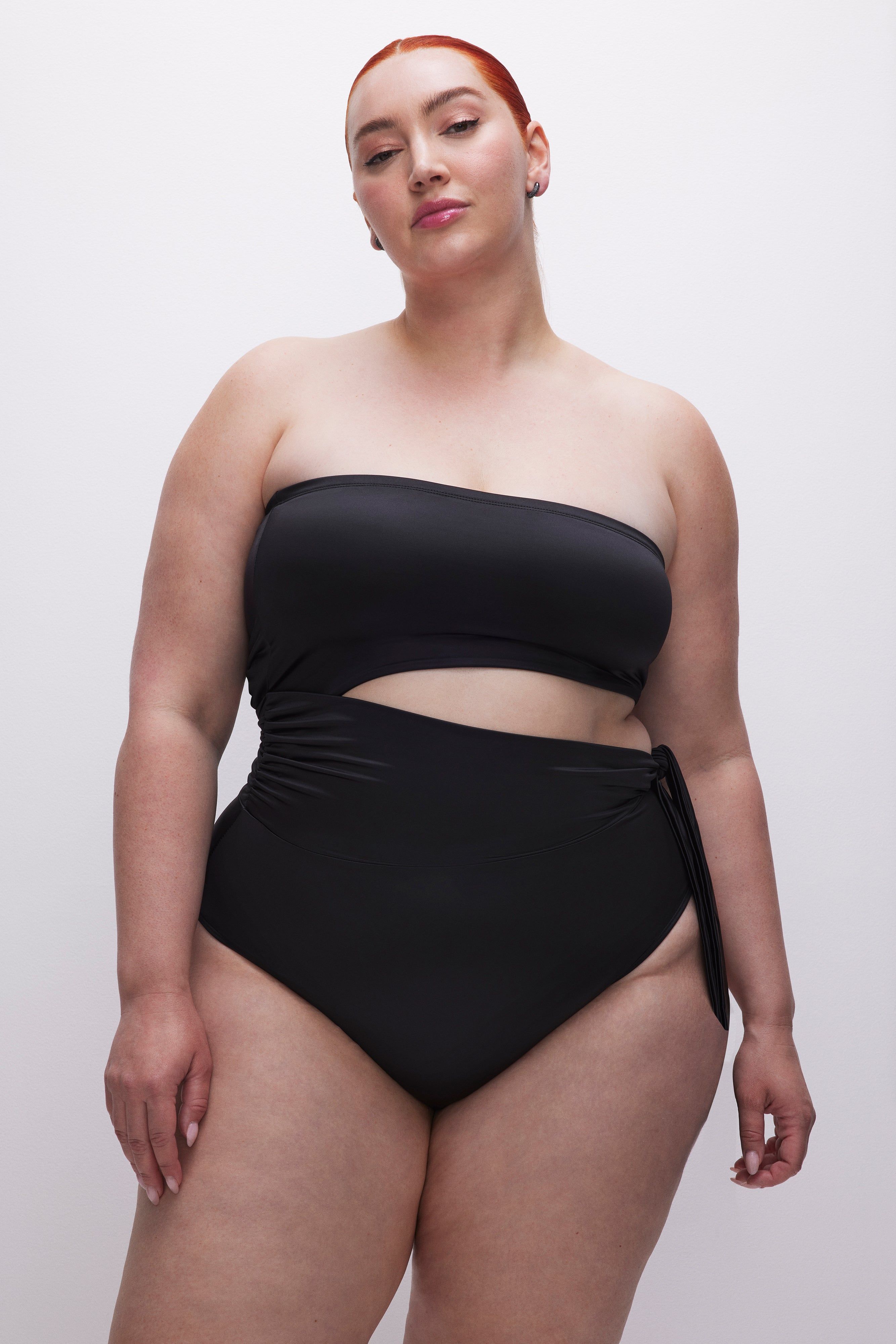 SATIN SIDE TIE SWIMSUIT | BLACK001 sold by Good American product image thumbnail 6