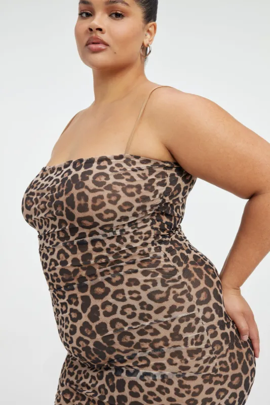 RUCHED MESH MIDI DRESS | GOOD LEOPARD003 sold by Good American