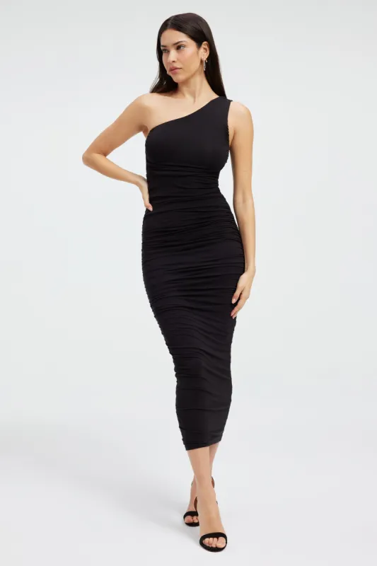 SLINKY JERSEY ONE-SHOULDER MIDI DRESS | BLACK001 sold by Good American