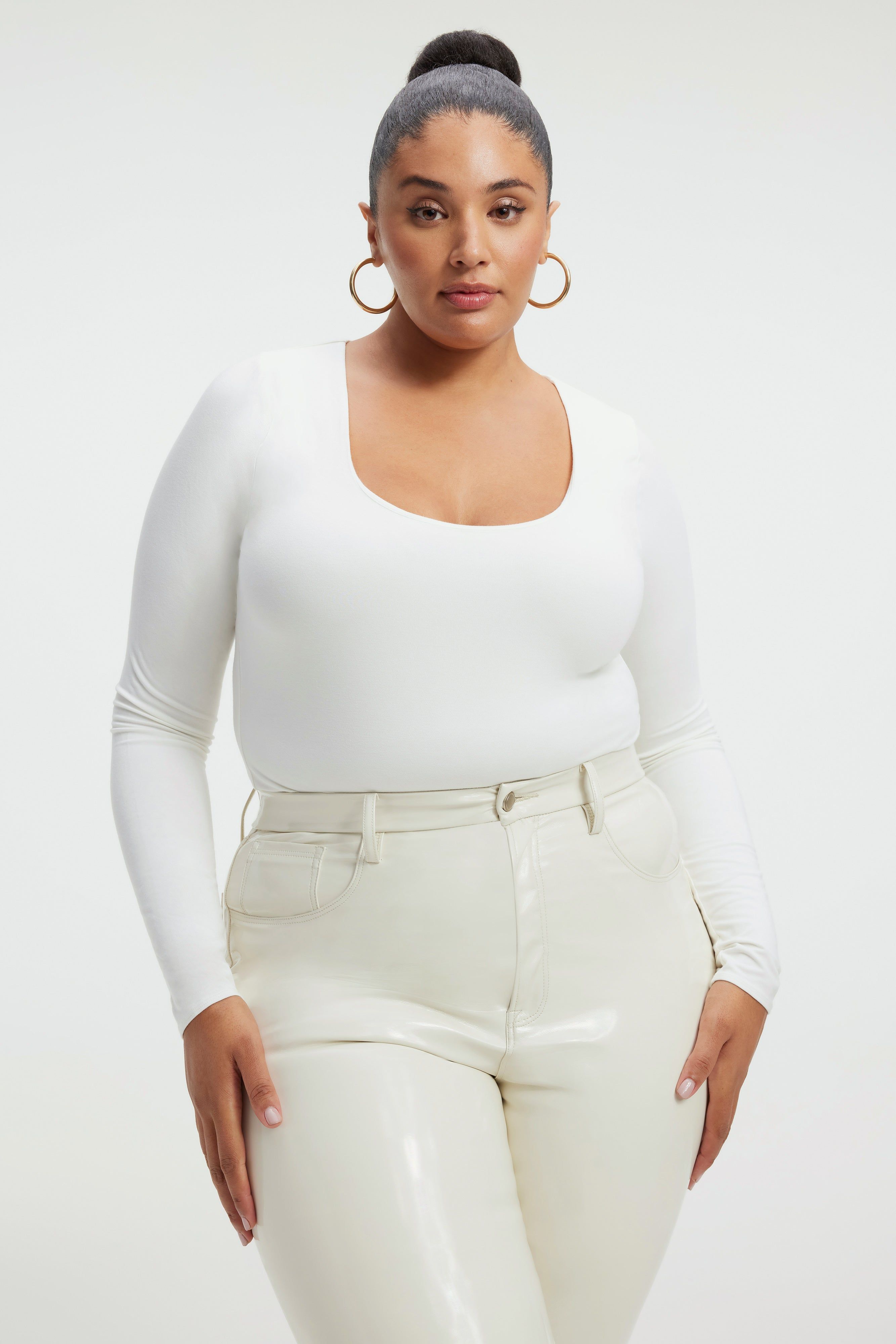 SCOOP NECK BODYSUIT | IVORY001 sold by Good American product image thumbnail 4