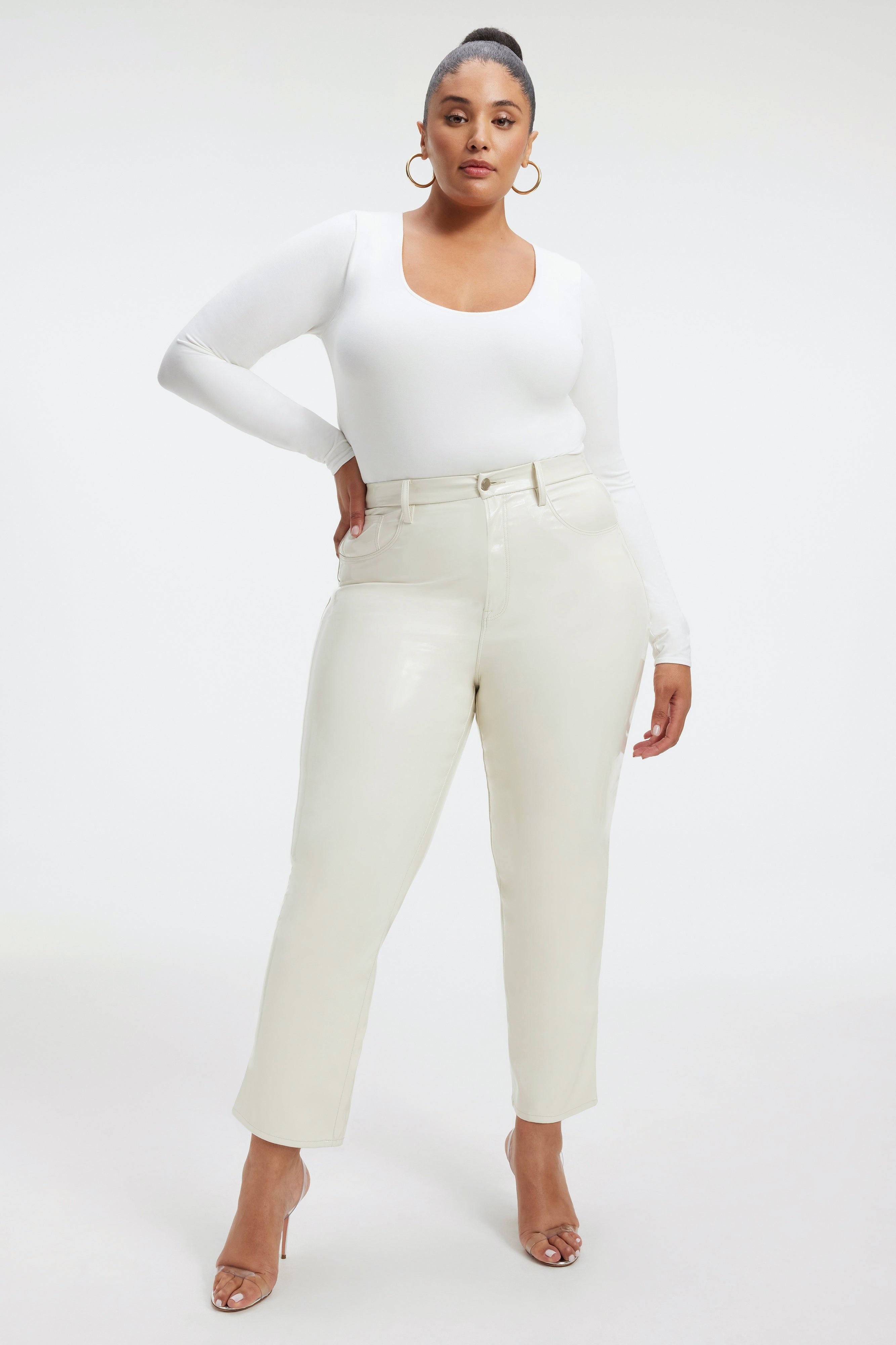 SCOOP NECK BODYSUIT | IVORY001 sold by Good American product image thumbnail 3