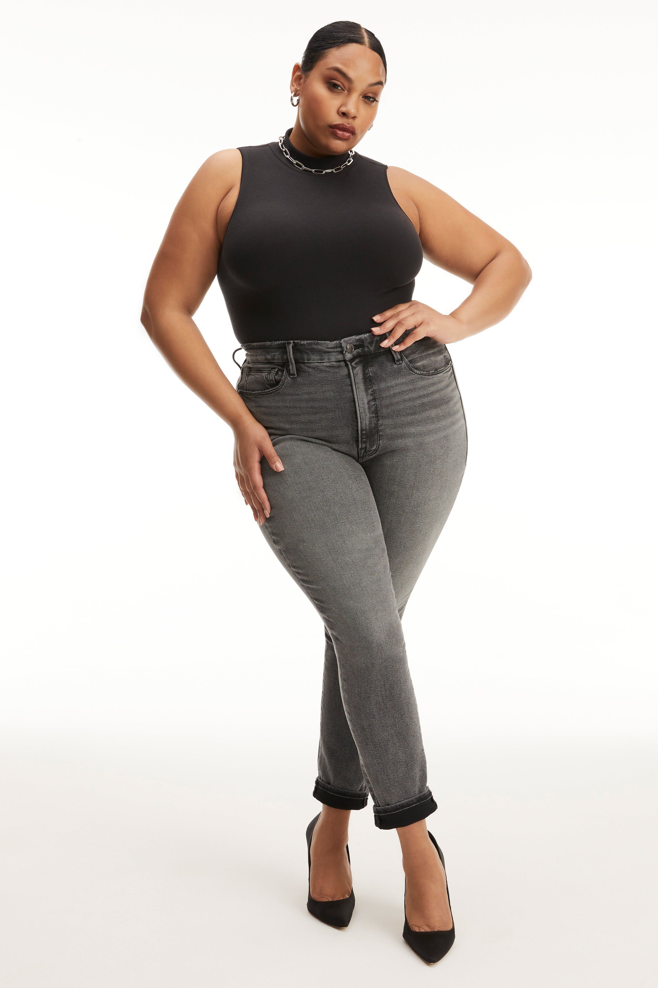 SEAMLESS MOCK NECK BODYSUIT | BLACK001 sold by Good American product image thumbnail 2