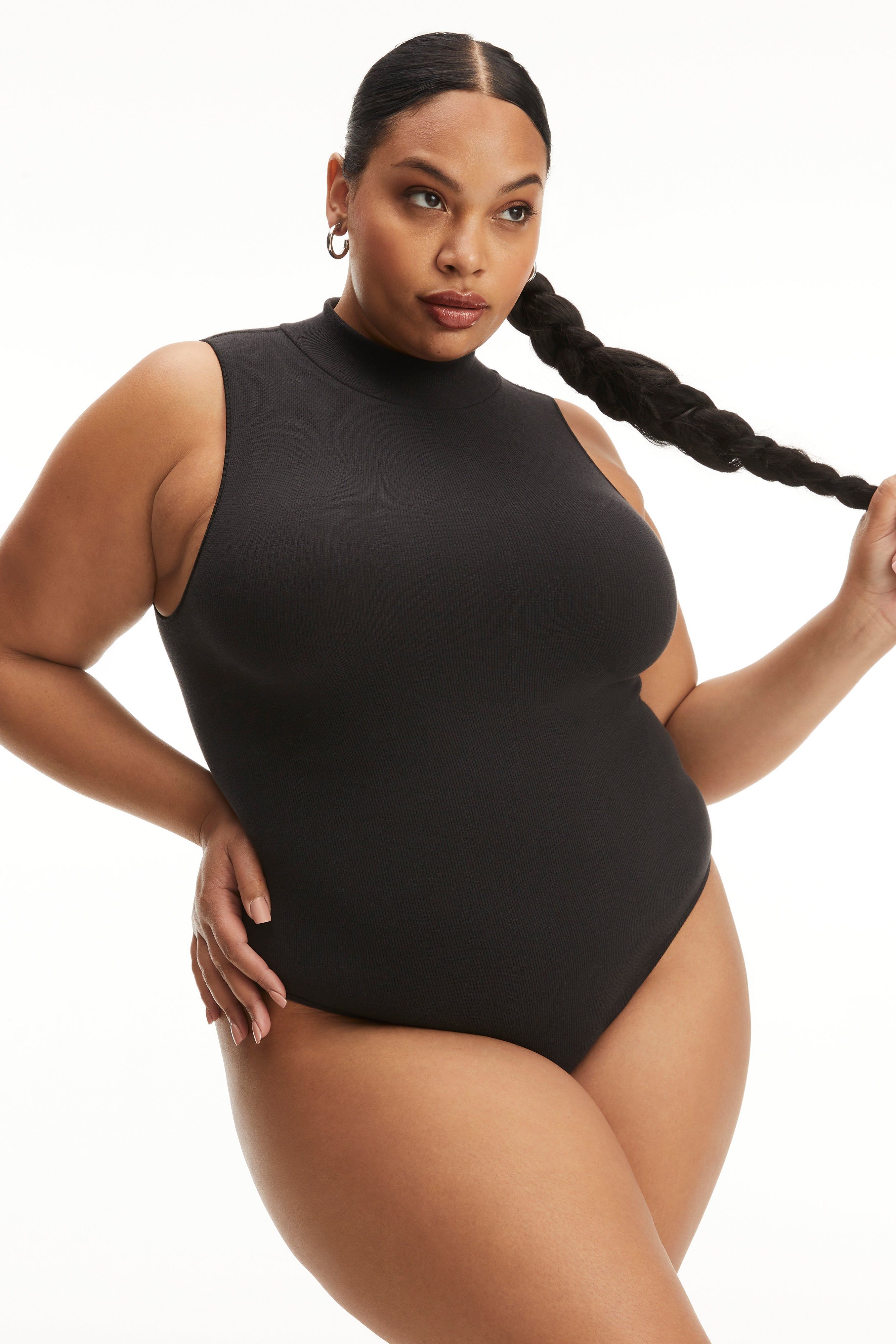 SEAMLESS MOCK NECK BODYSUIT | BLACK001 sold by Good American product image thumbnail 5