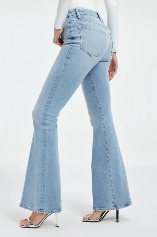 GOOD LEGS FLARE JEANS | INDIGO390 sold by Good American