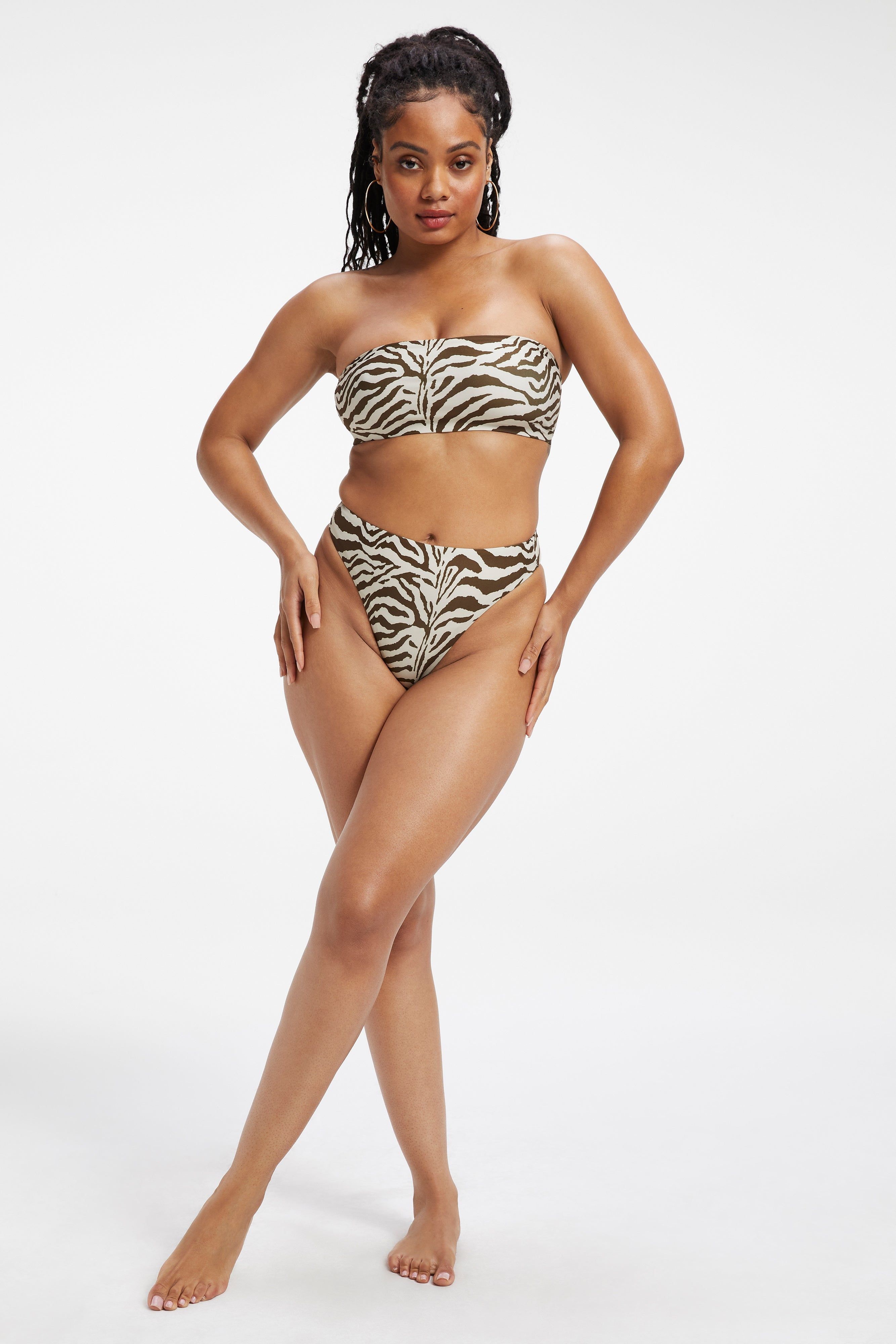 SATIN GOOD WAIST CHEEKY BOTTOM | ZEBRA001 sold by Good American product image thumbnail 2