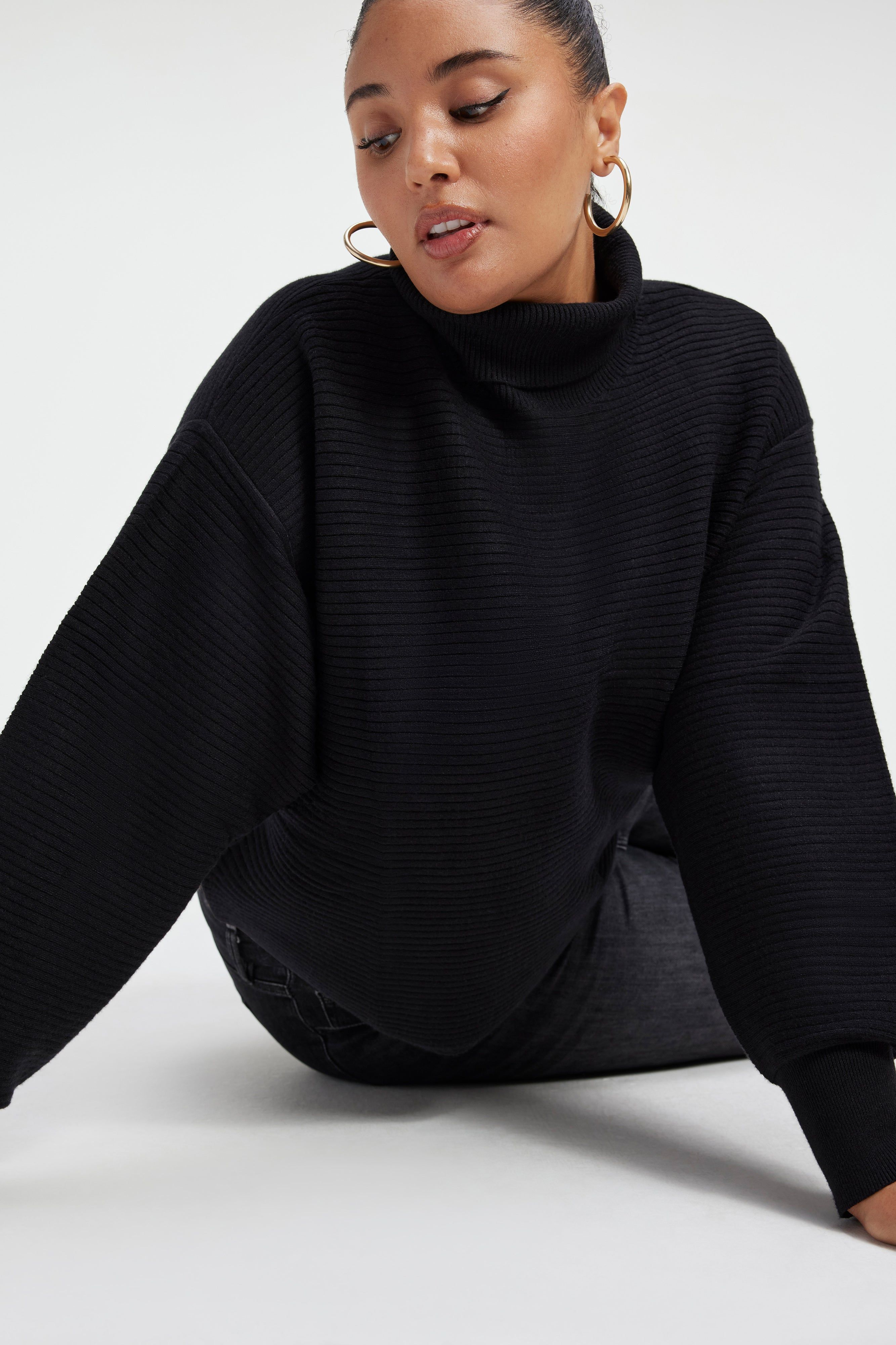 MOCKNECK SWEATER | BLACK001 sold by Good American