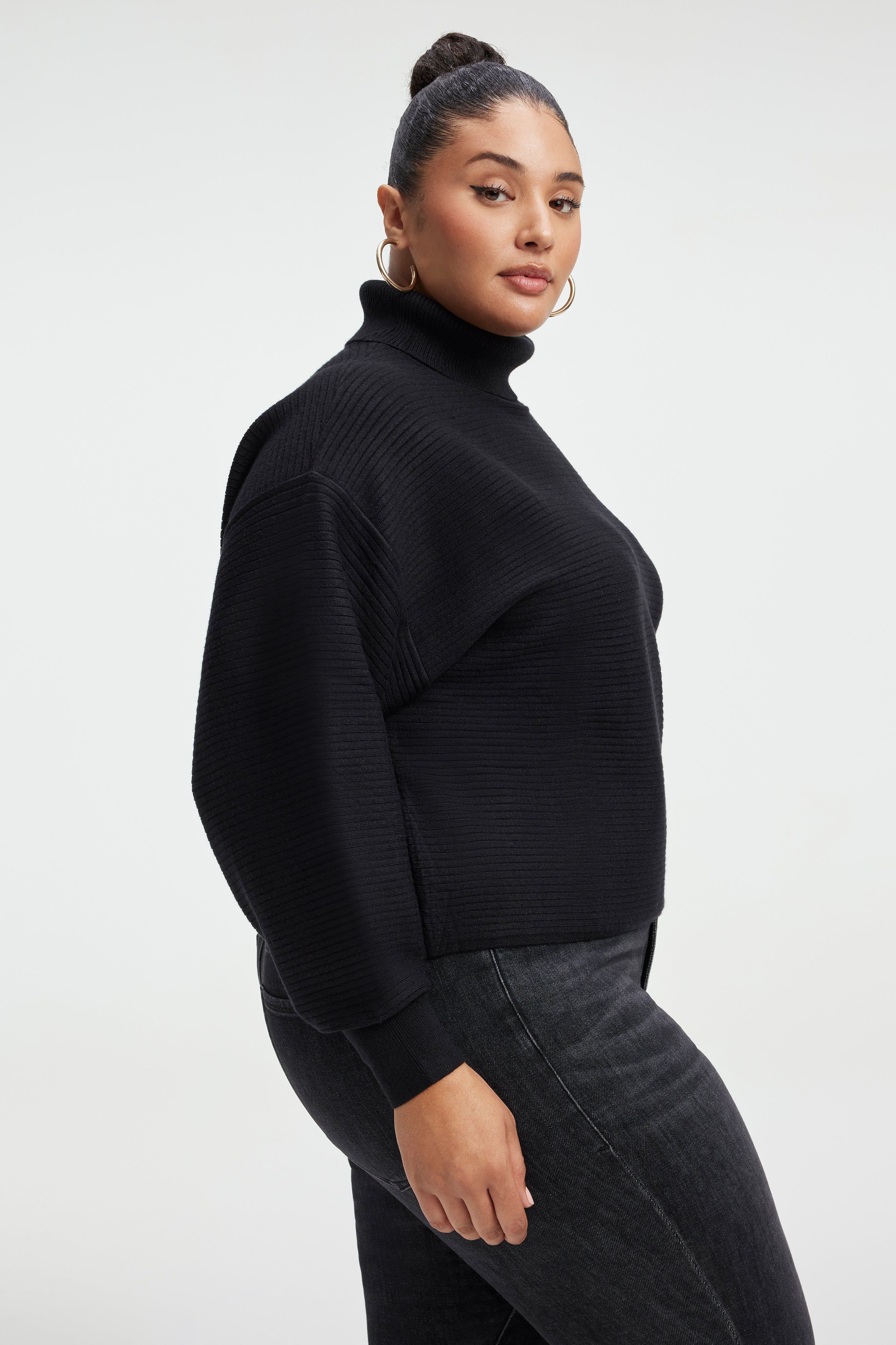 MOCKNECK SWEATER | BLACK001 sold by Good American product image thumbnail 4