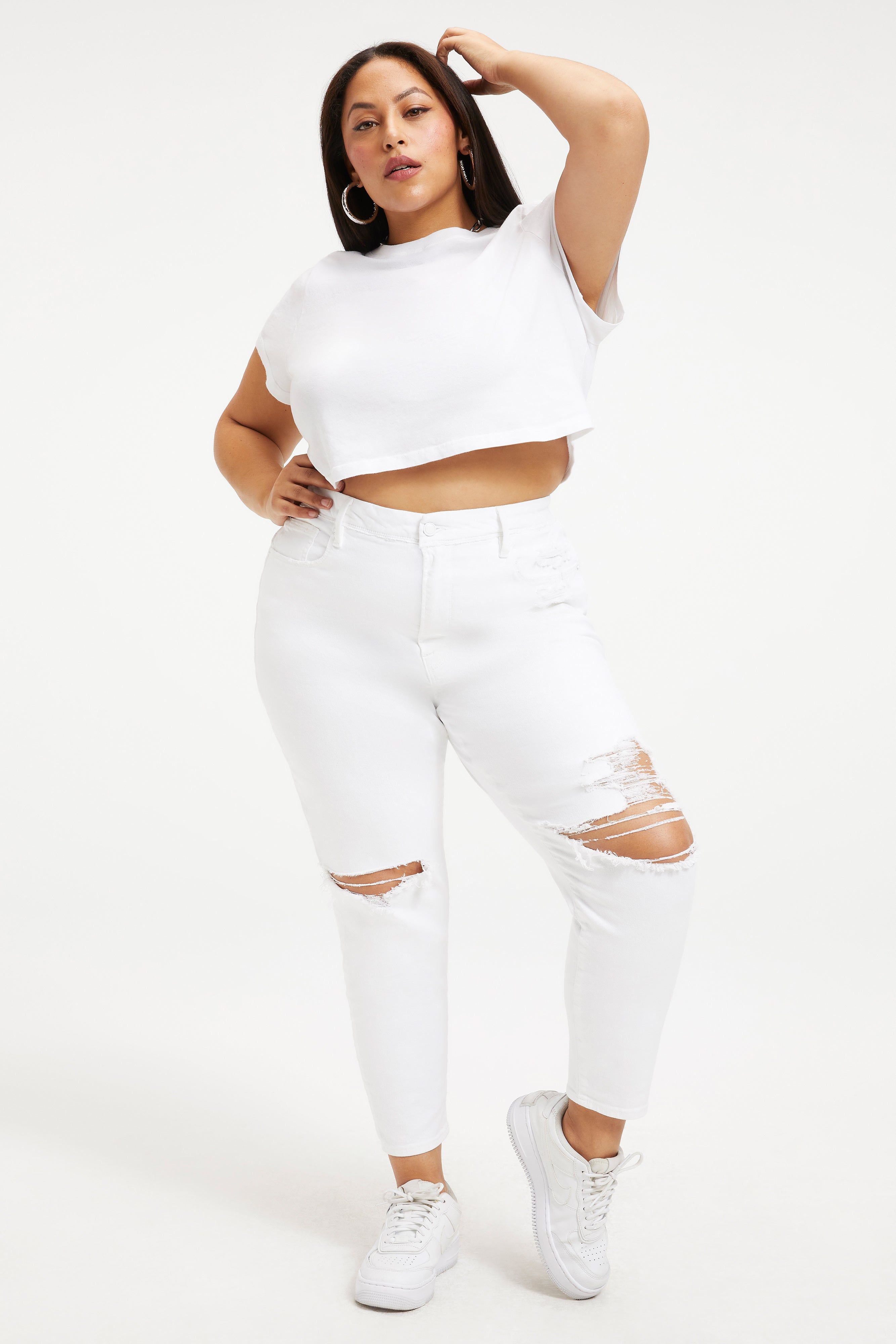 GOOD WAIST CROPPED JEANS | WHITE001 sold by Good American product image thumbnail 5