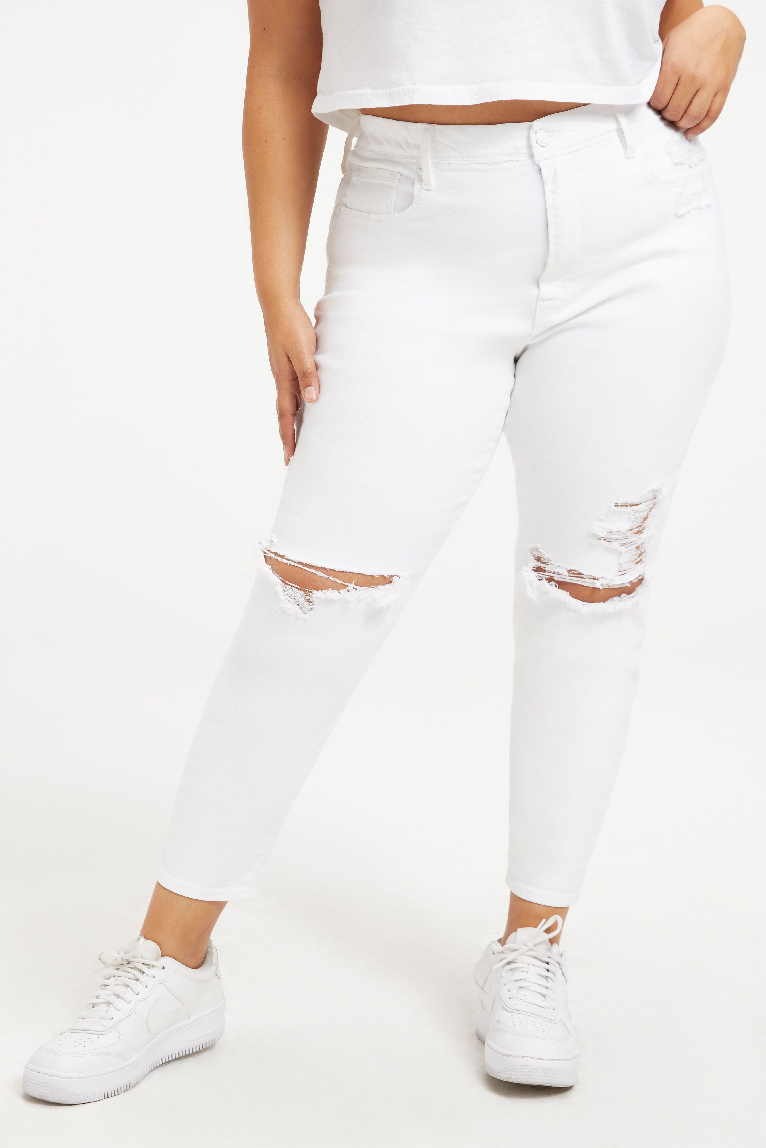 GOOD WAIST CROPPED JEANS | WHITE001 sold by Good American product image thumbnail 6