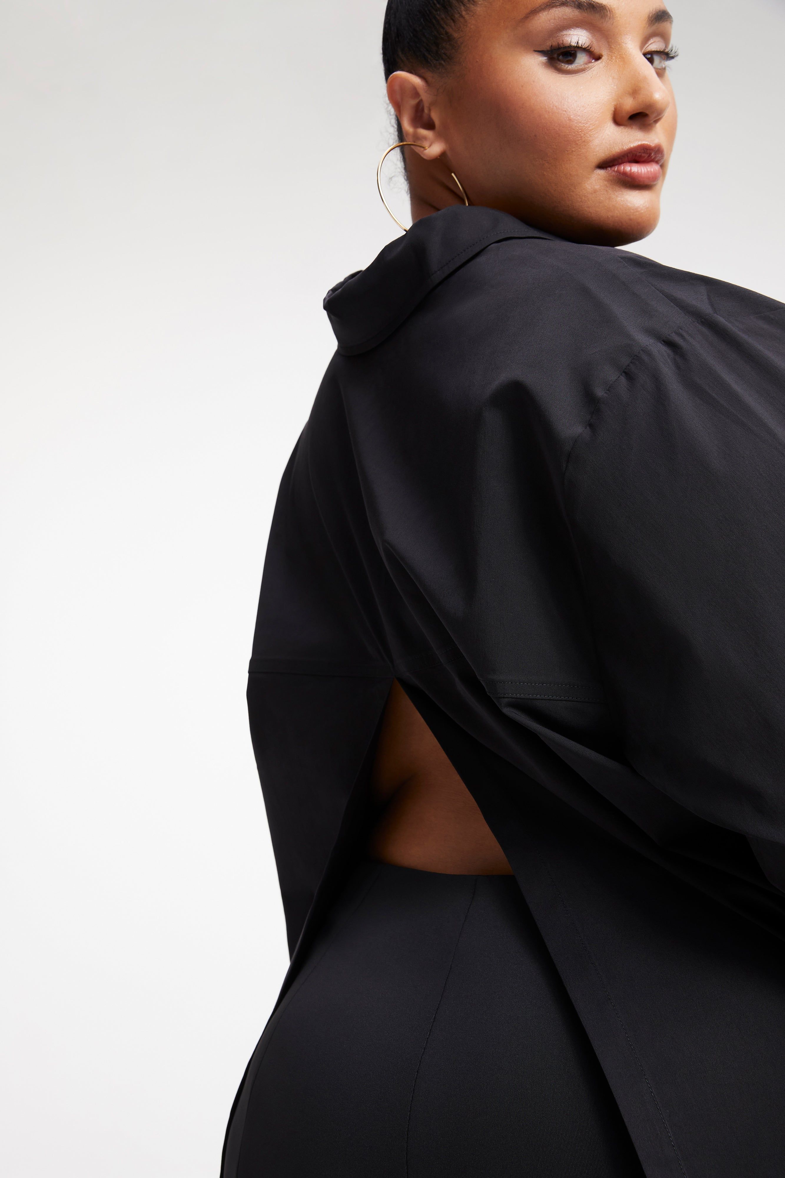 SLIT BACK POPLIN SHIRT | BLACK001 sold by Good American product image thumbnail 11
