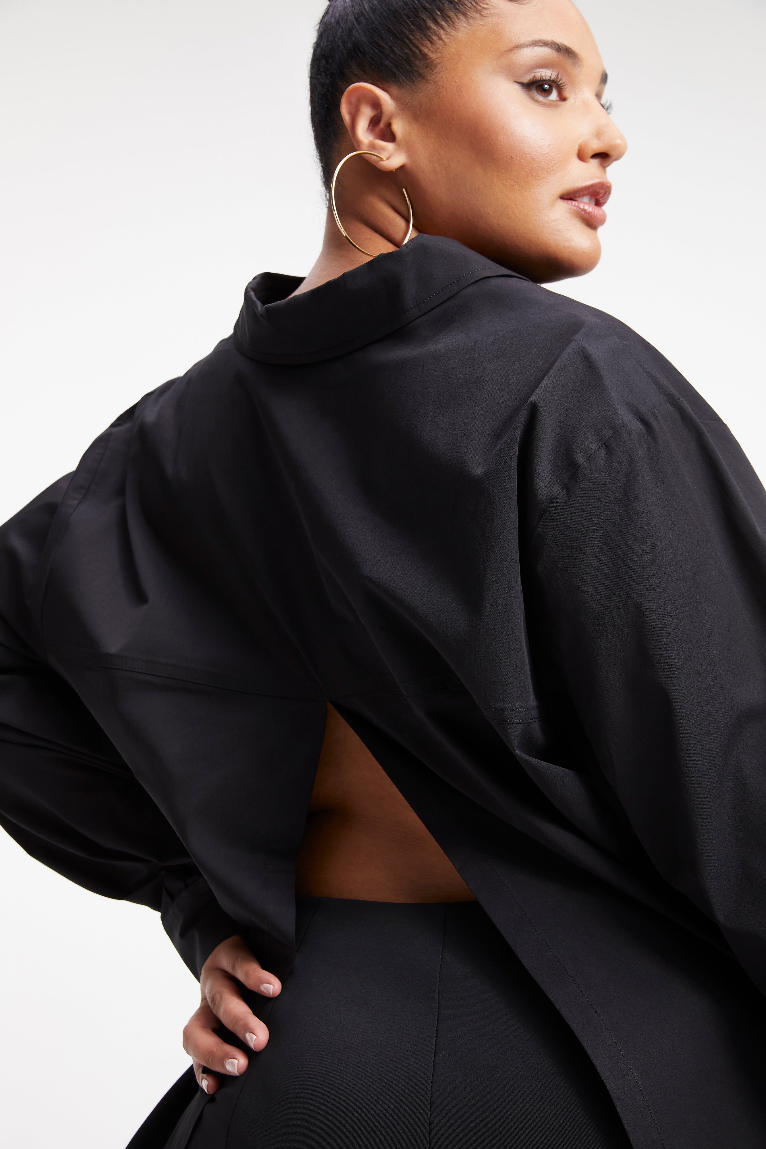 SLIT BACK POPLIN SHIRT | BLACK001 sold by Good American product image thumbnail 12