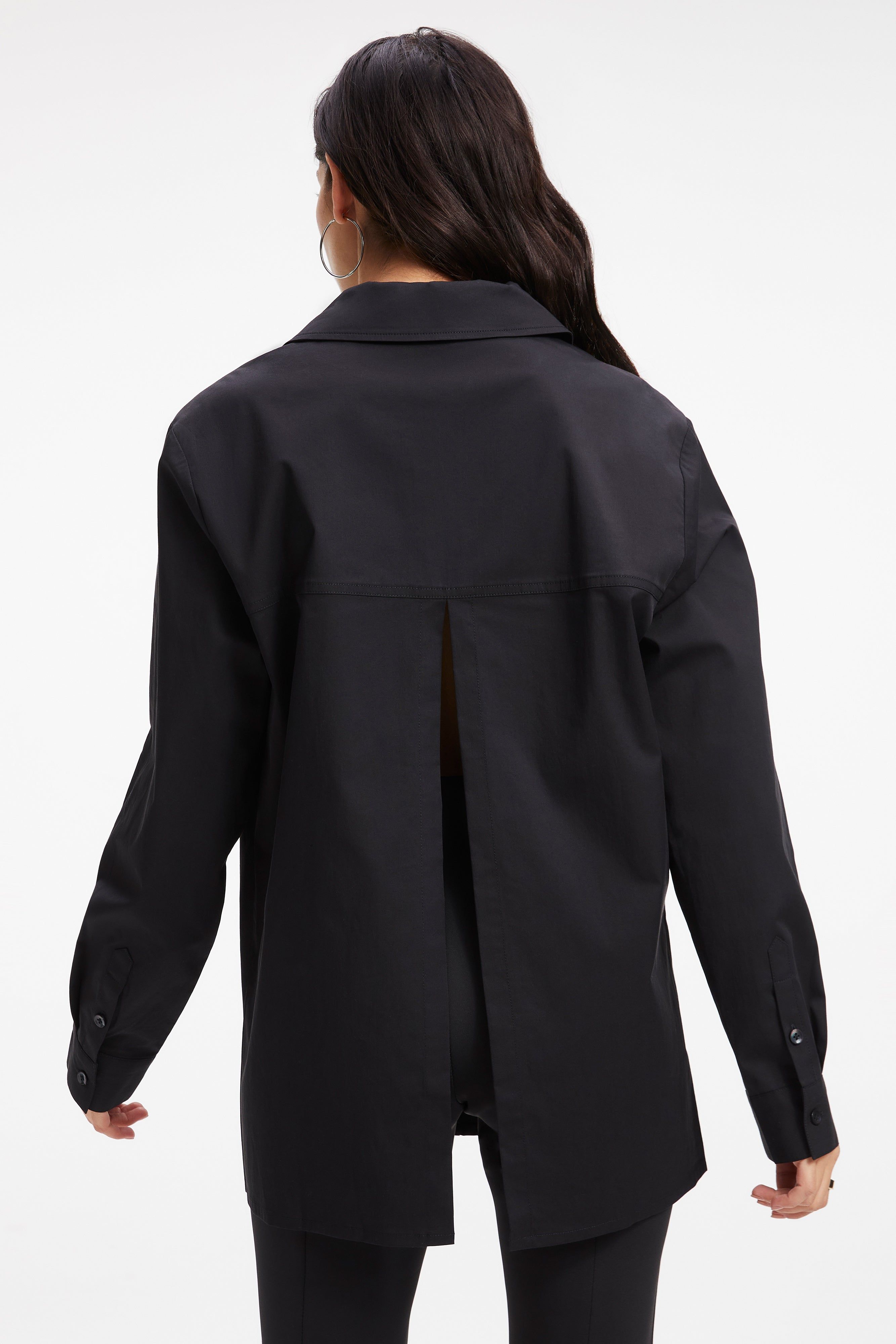 SLIT BACK POPLIN SHIRT | BLACK001 sold by Good American product image thumbnail 4