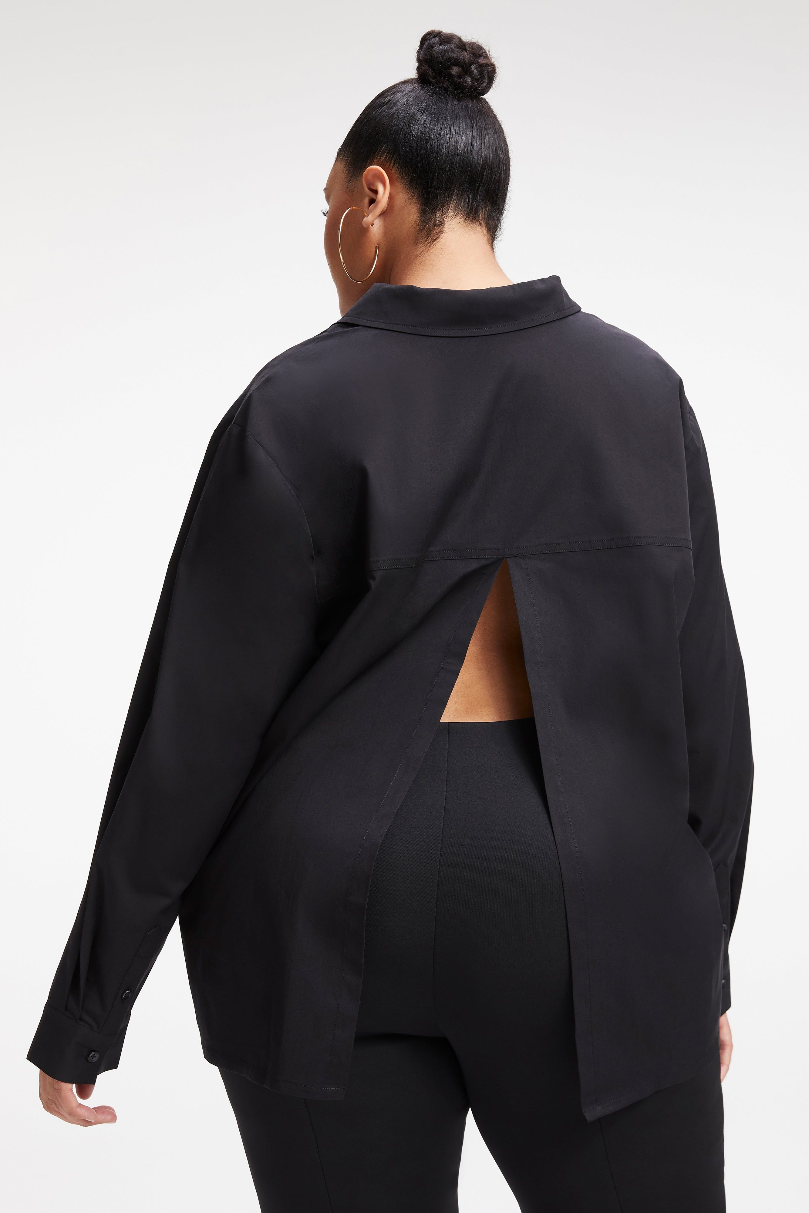 SLIT BACK POPLIN SHIRT | BLACK001 sold by Good American product image thumbnail 10