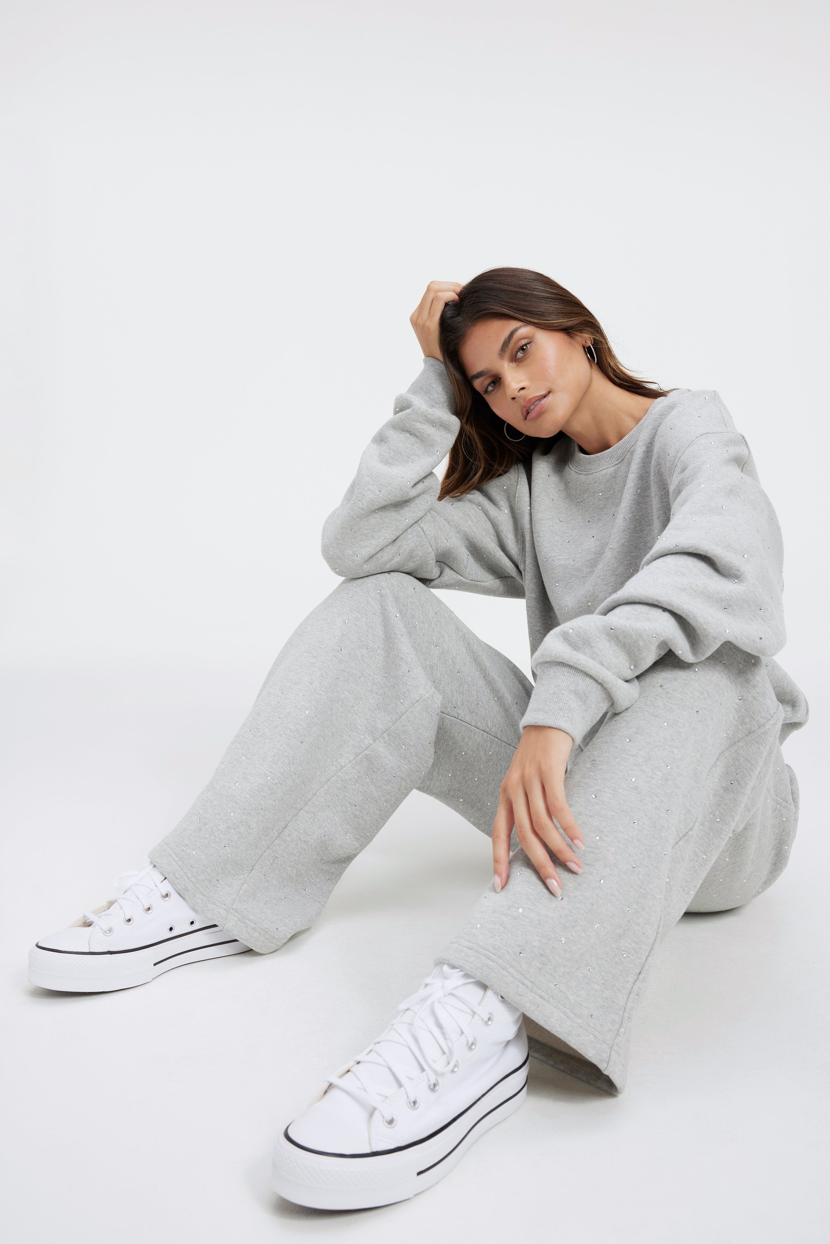 DIAMOND WIDE SWEATPANTS | HEATHER GREY001 sold by Good American product image thumbnail 6