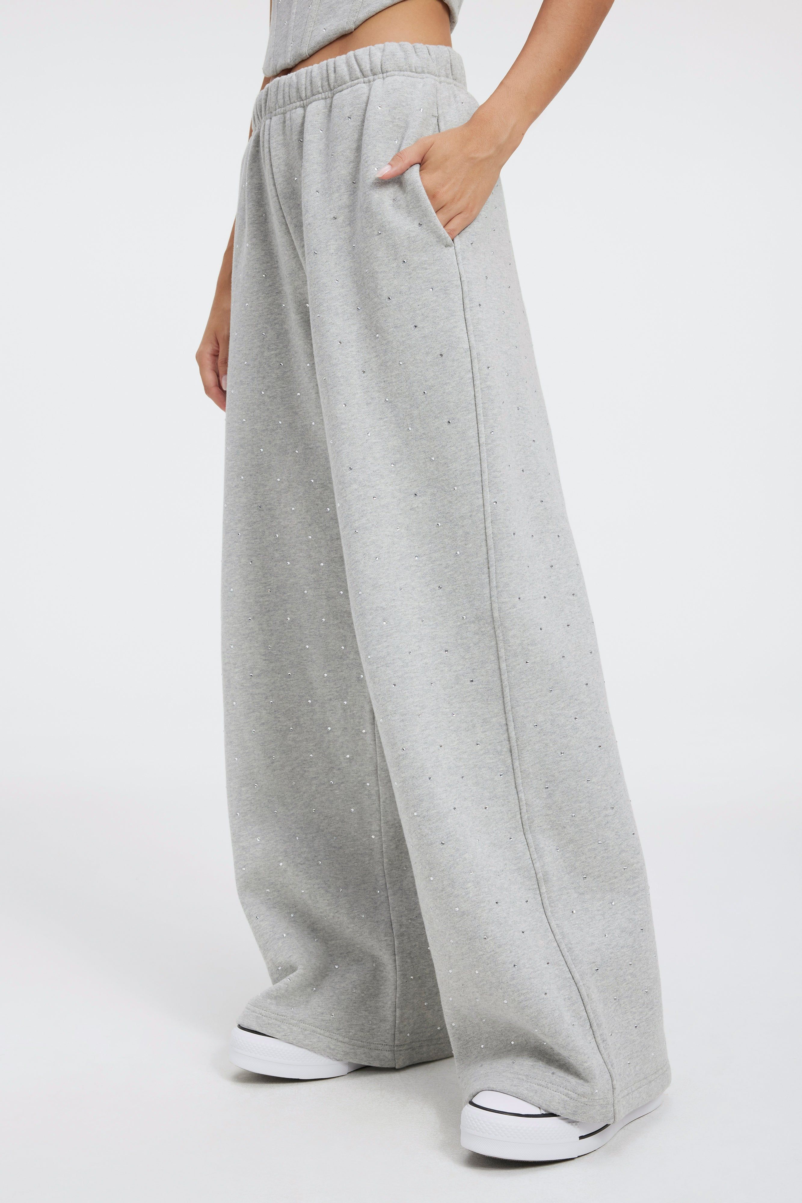 DIAMOND WIDE SWEATPANTS | HEATHER GREY001 sold by Good American product image thumbnail 2