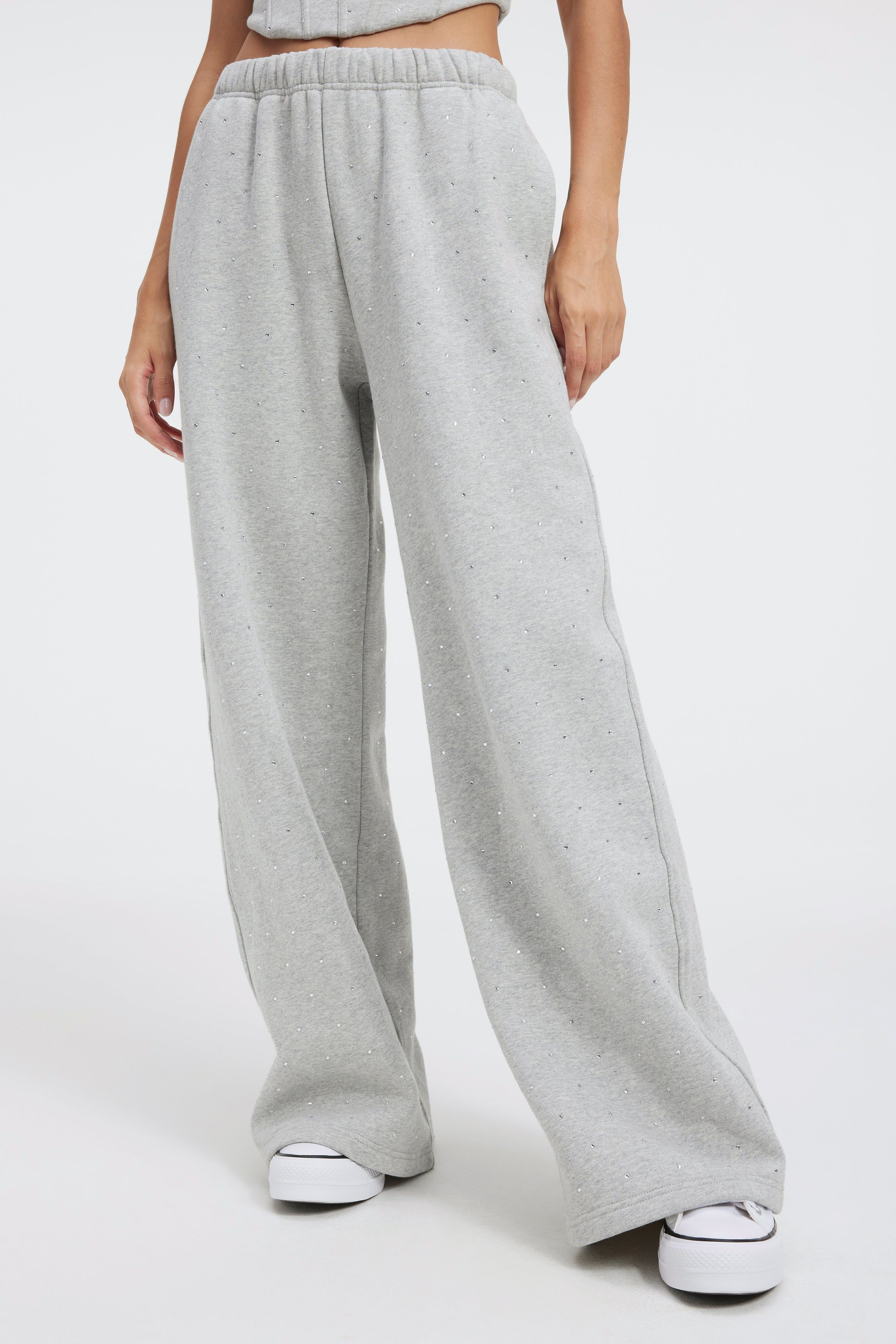 DIAMOND WIDE SWEATPANTS | HEATHER GREY001 sold by Good American product image thumbnail 4