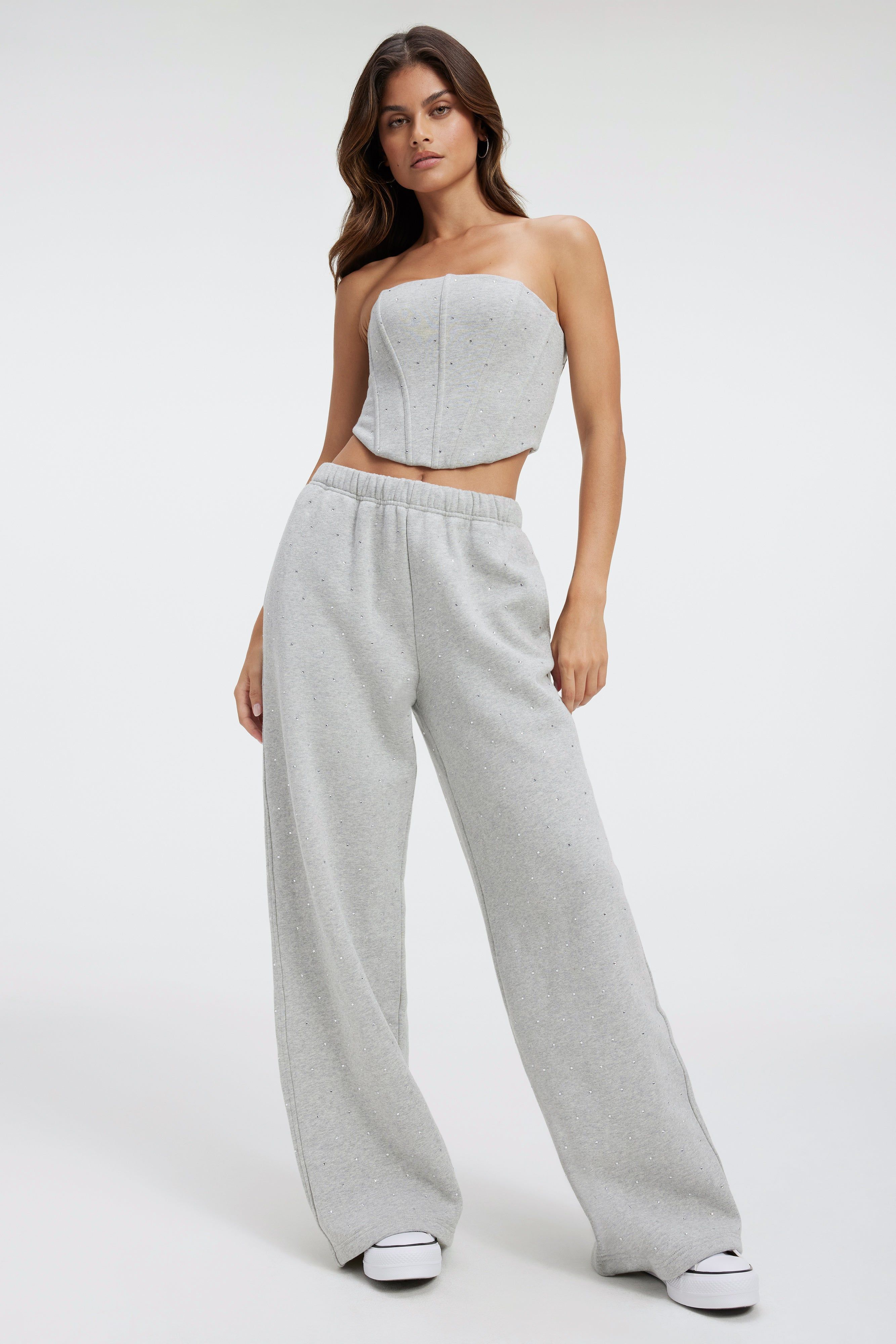 DIAMOND WIDE SWEATPANTS | HEATHER GREY001 sold by Good American