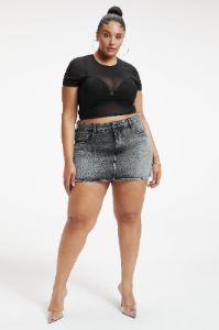 DENIM MINI SKIRT | BLACK199 sold by Good American