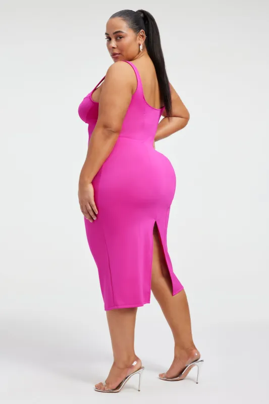SCUBA U CORSET MIDI DRESS | FUCHSIA PINK001 sold by Good American