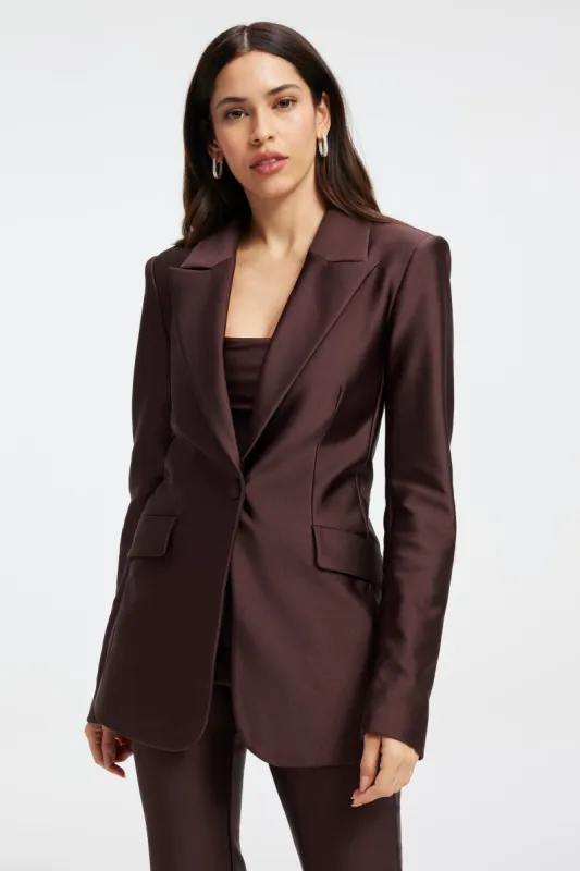 COMPRESSION SHINE SCULPTED BLAZER | DARK COCOA sold by Good American