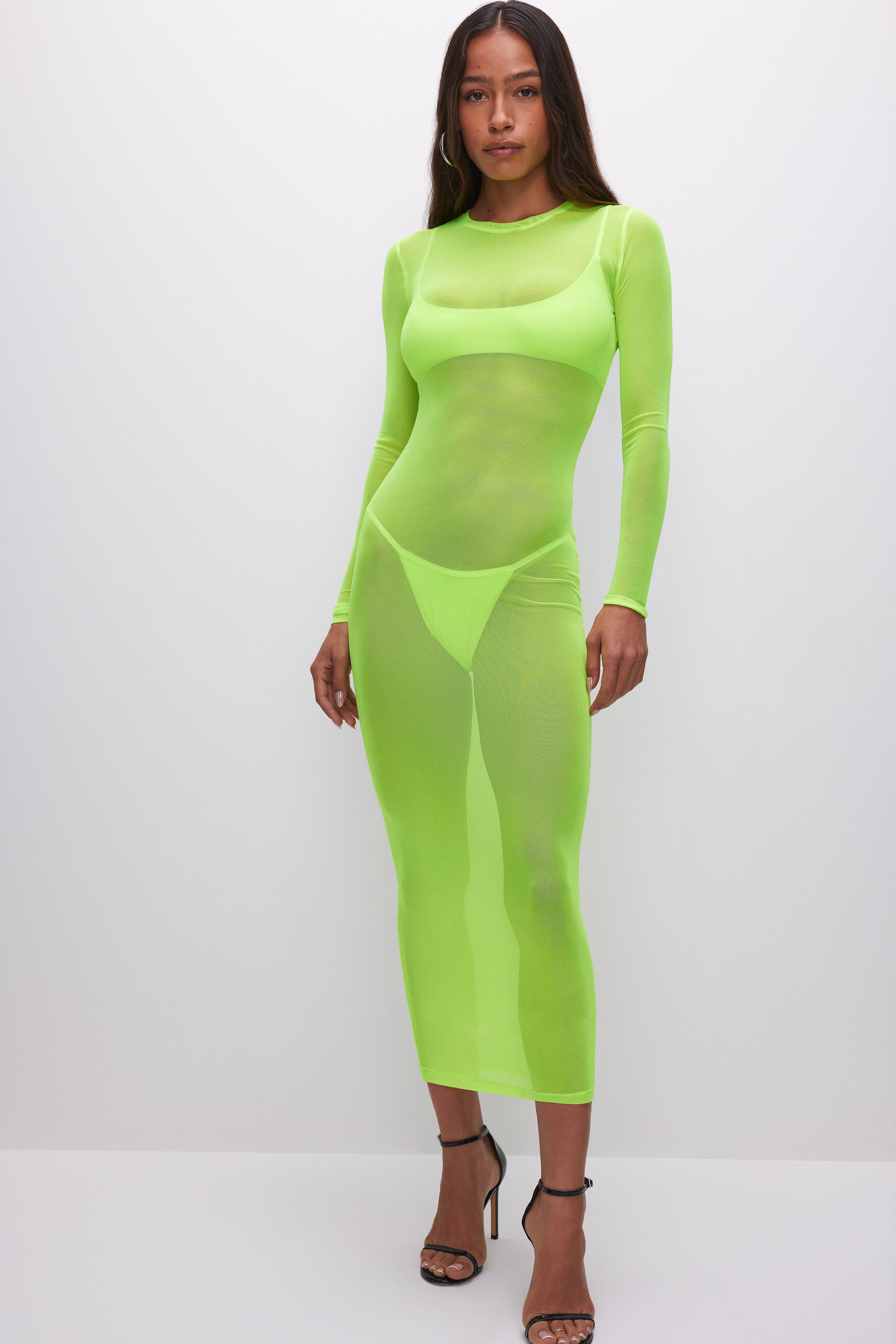 MESH MAXI DRESS | ELECTRIC LIME002 sold by Good American product image thumbnail 2