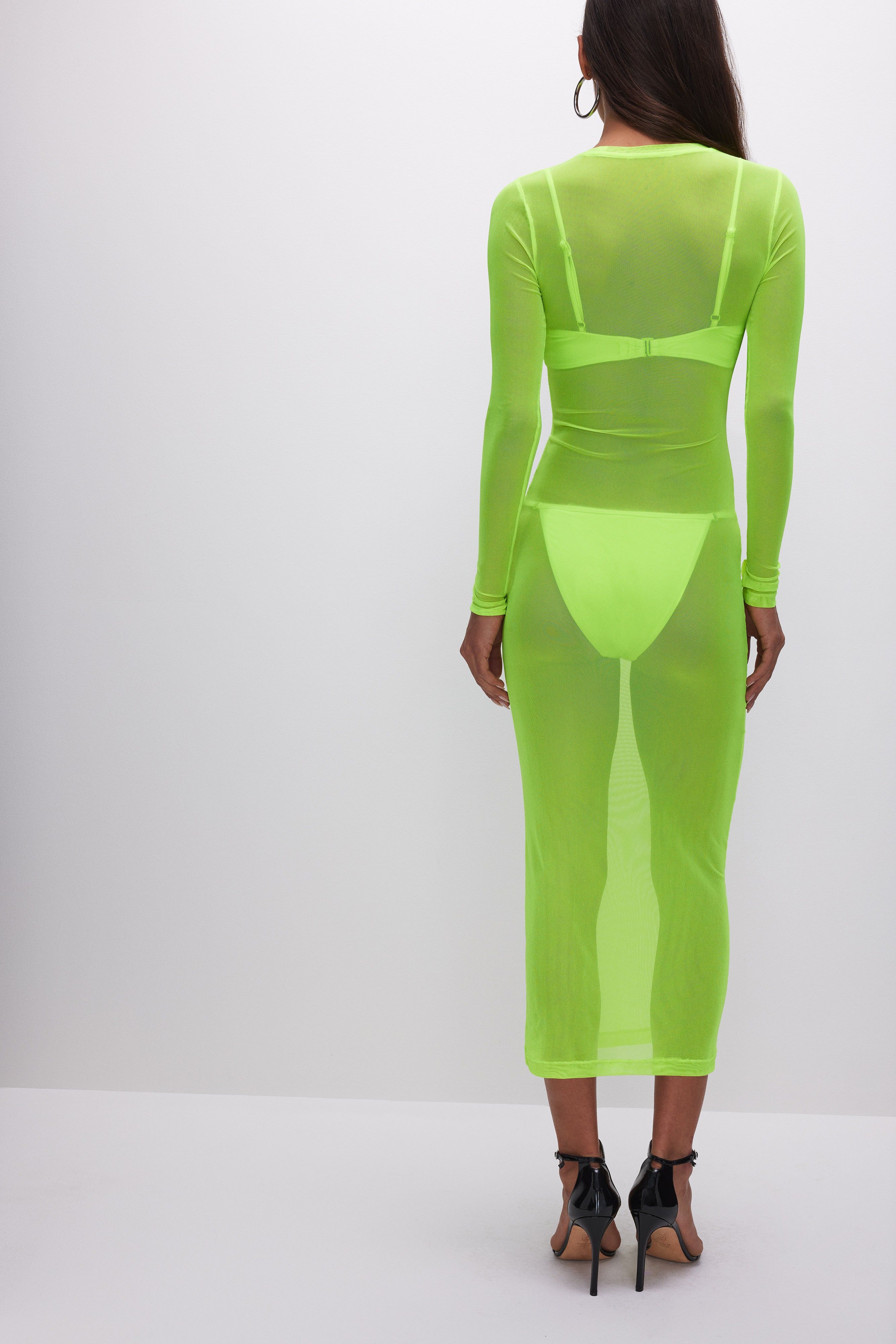 MESH MAXI DRESS | ELECTRIC LIME002 sold by Good American product image thumbnail 4
