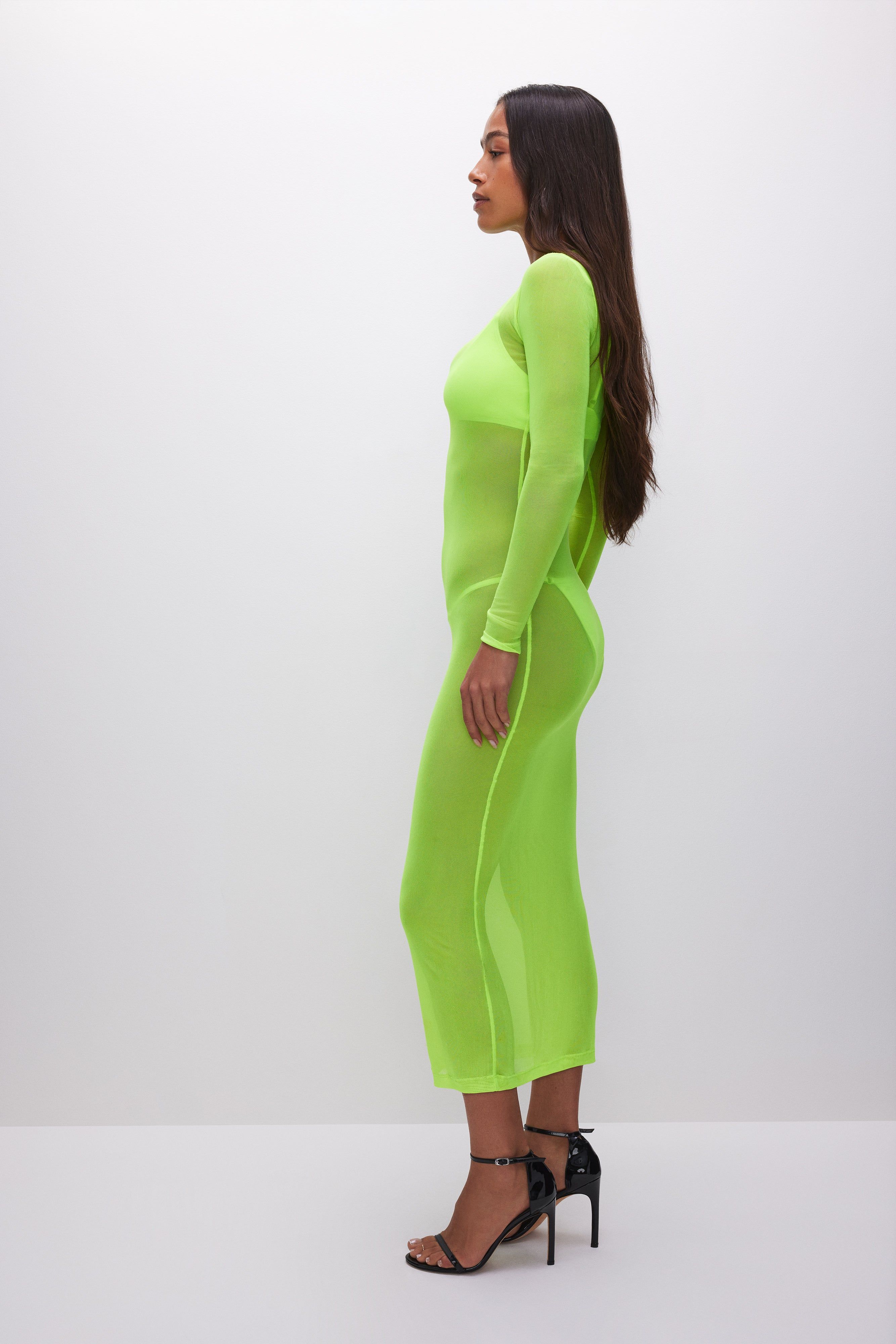 MESH MAXI DRESS | ELECTRIC LIME002 sold by Good American product image thumbnail 3