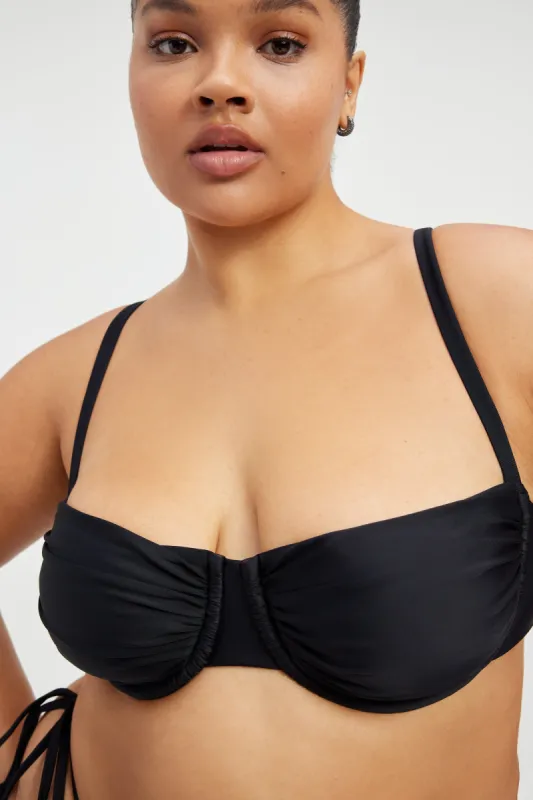 RUCHED DEMI CUP BIKINI TOP | BLACK001 sold by Good American