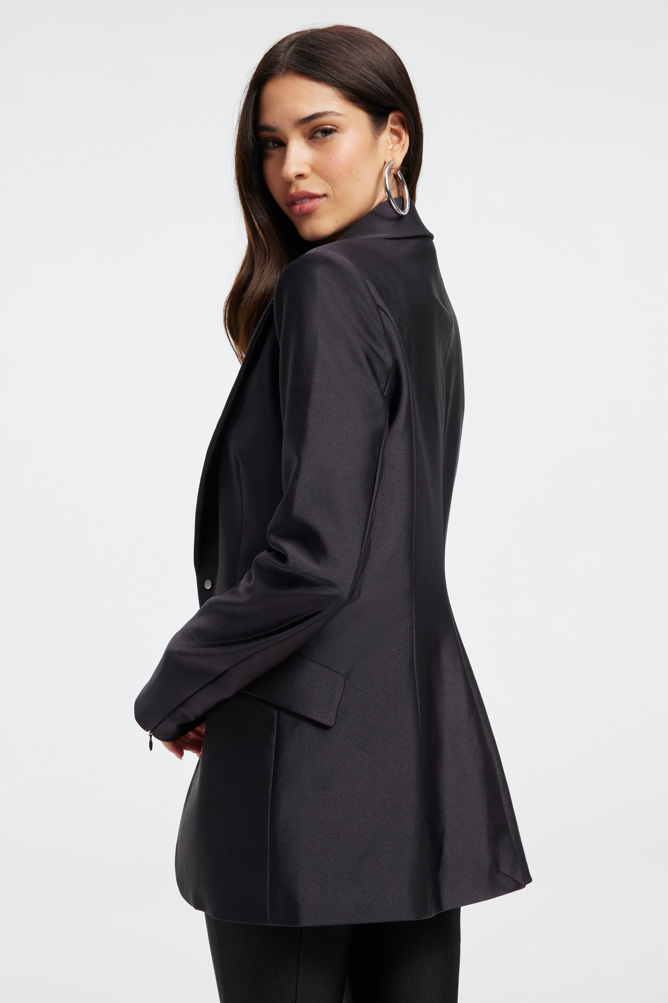 COMPRESSION SHINE SCULPTED BLAZER | BLACK001 sold by Good American product image thumbnail 4