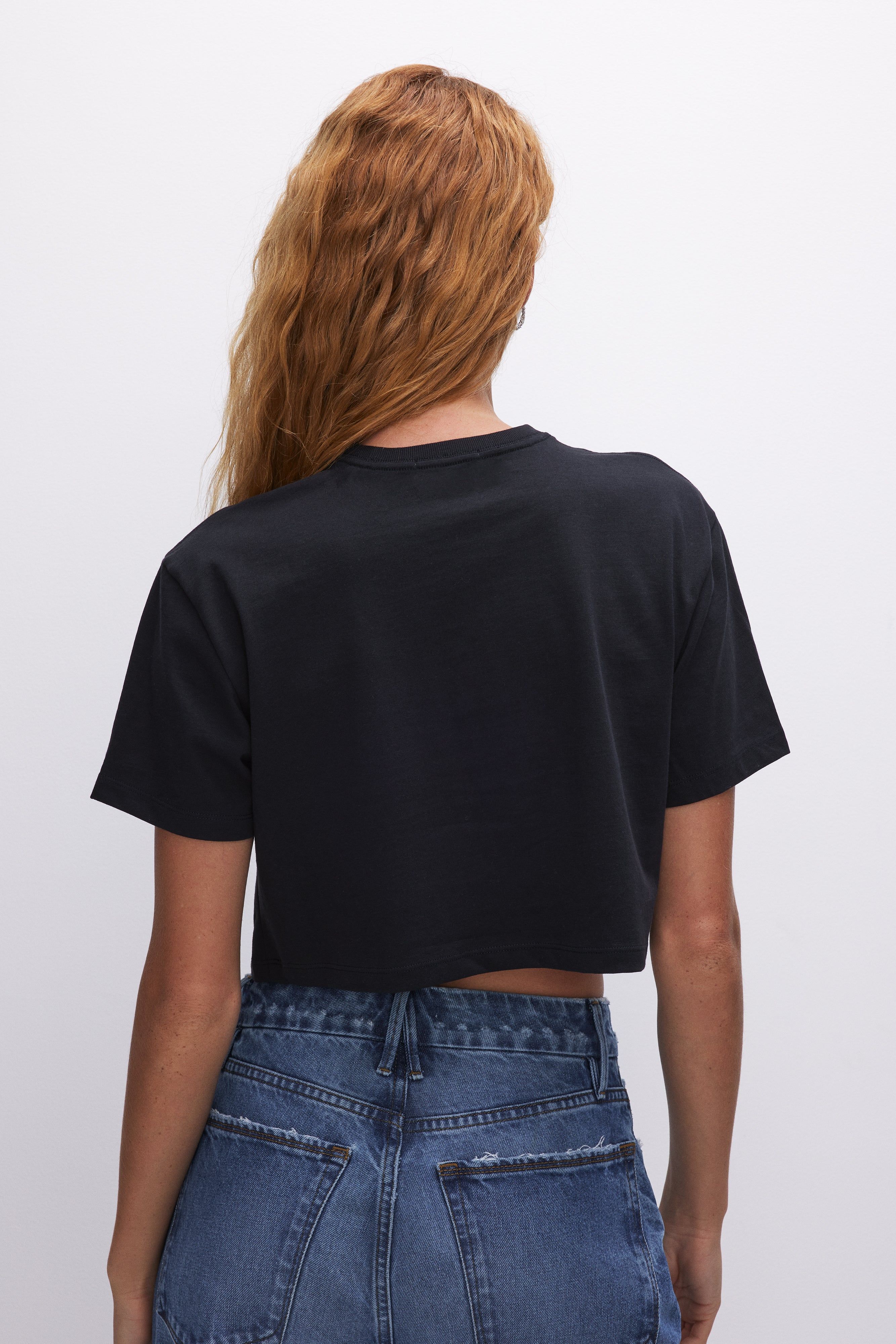 COTTON CROPPED TEE | BLACK001 sold by Good American product image thumbnail 6