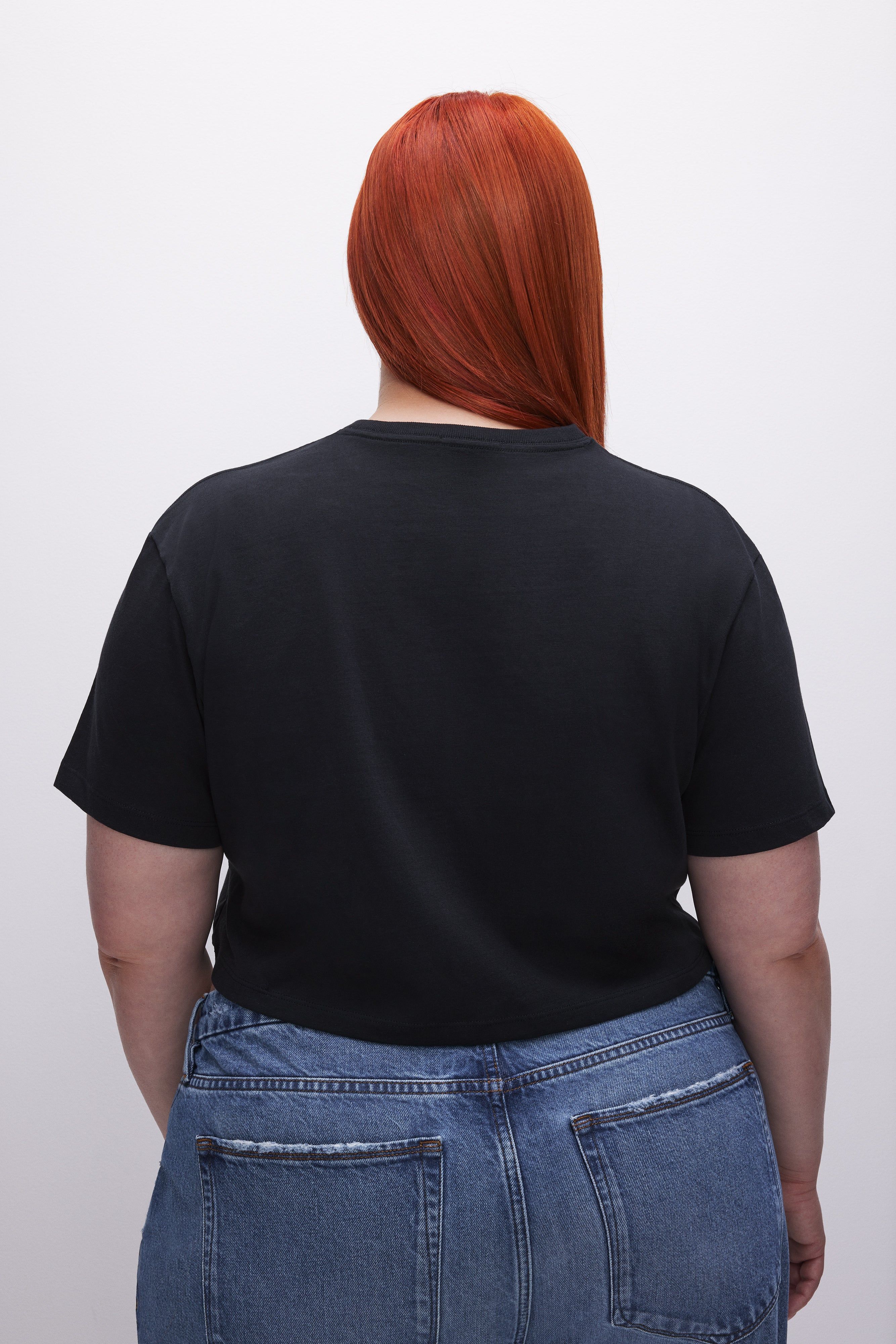 COTTON CROPPED TEE | BLACK001 sold by Good American product image thumbnail 3