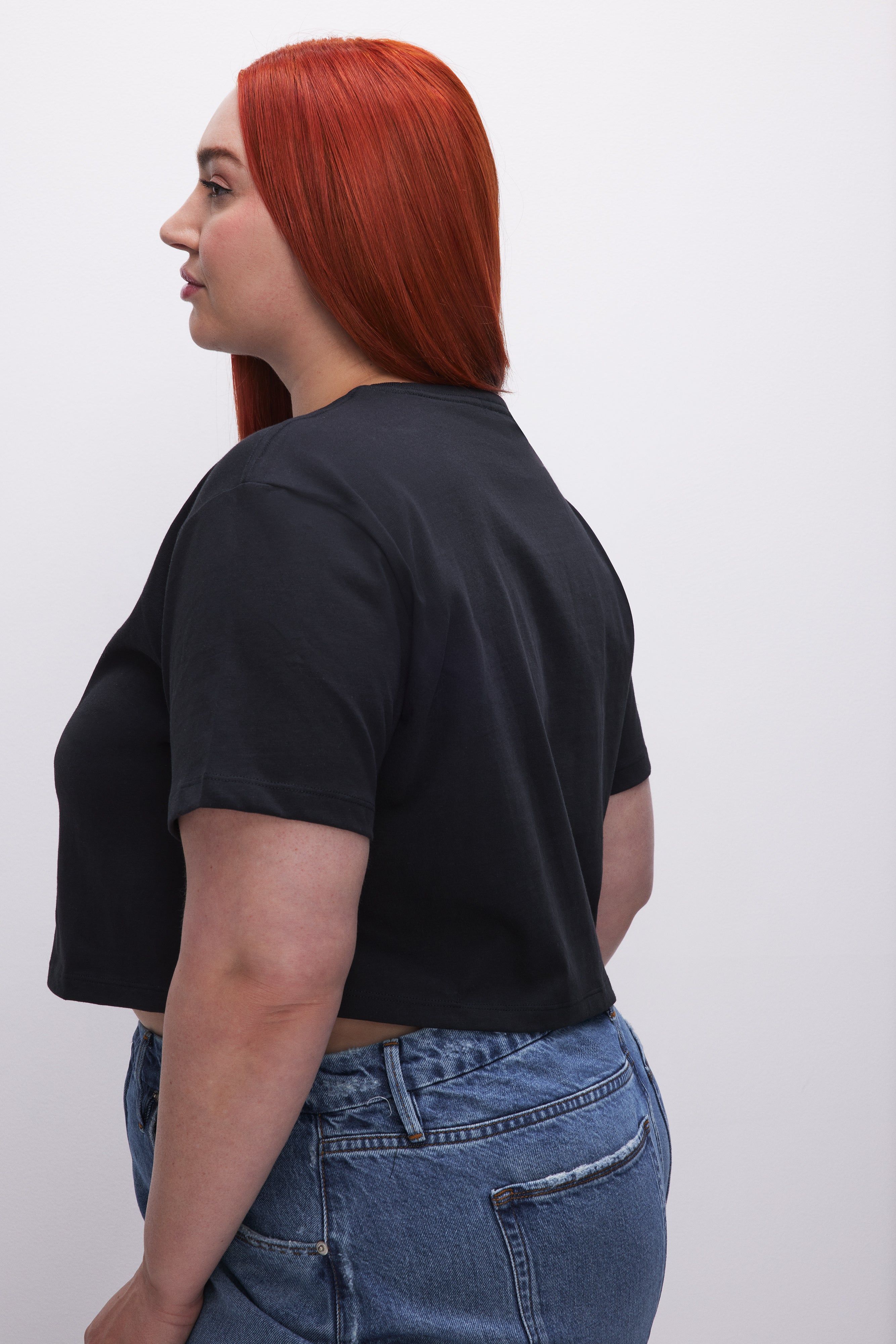 COTTON CROPPED TEE | BLACK001 sold by Good American product image thumbnail 2