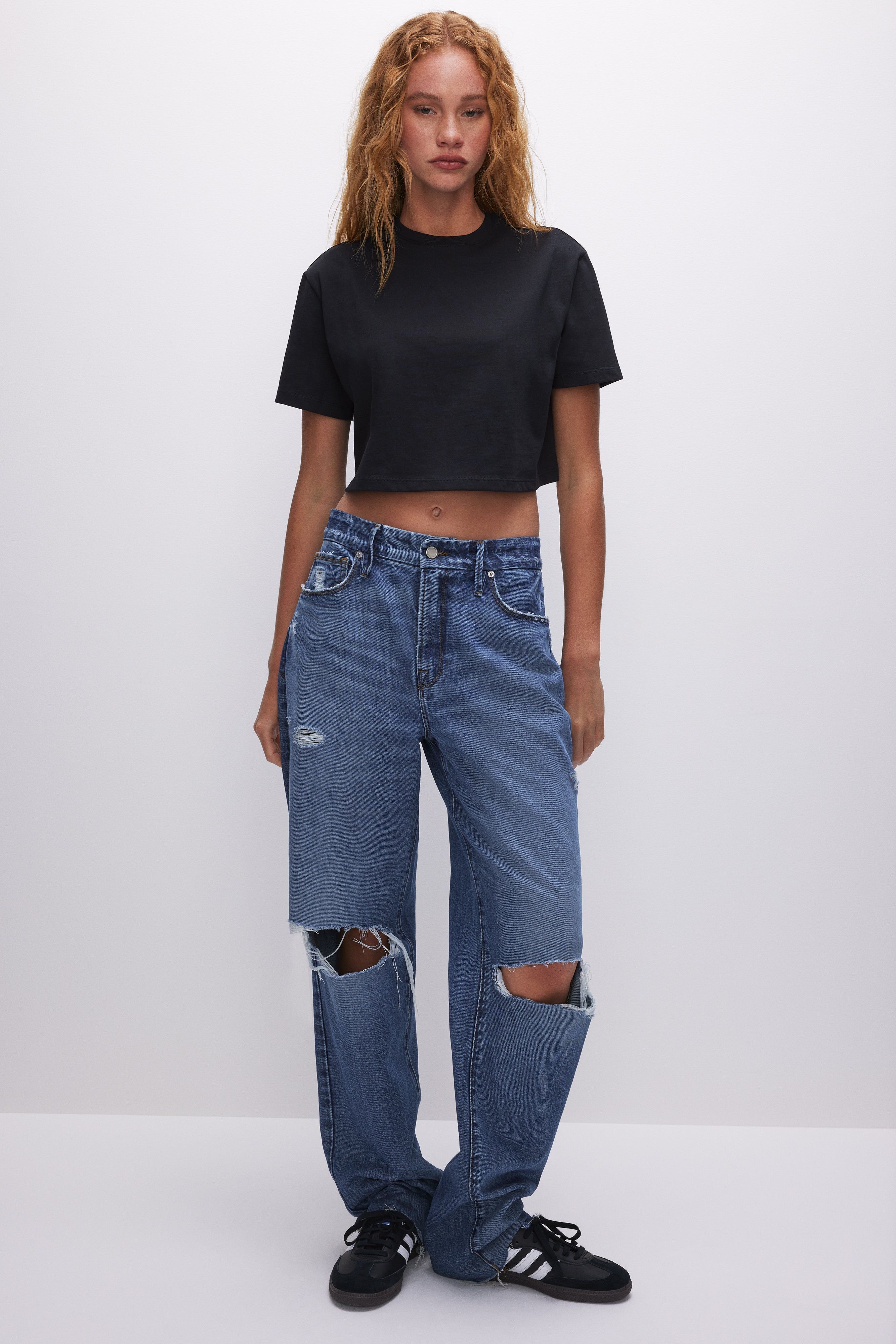 COTTON CROPPED TEE | BLACK001 sold by Good American product image thumbnail 7